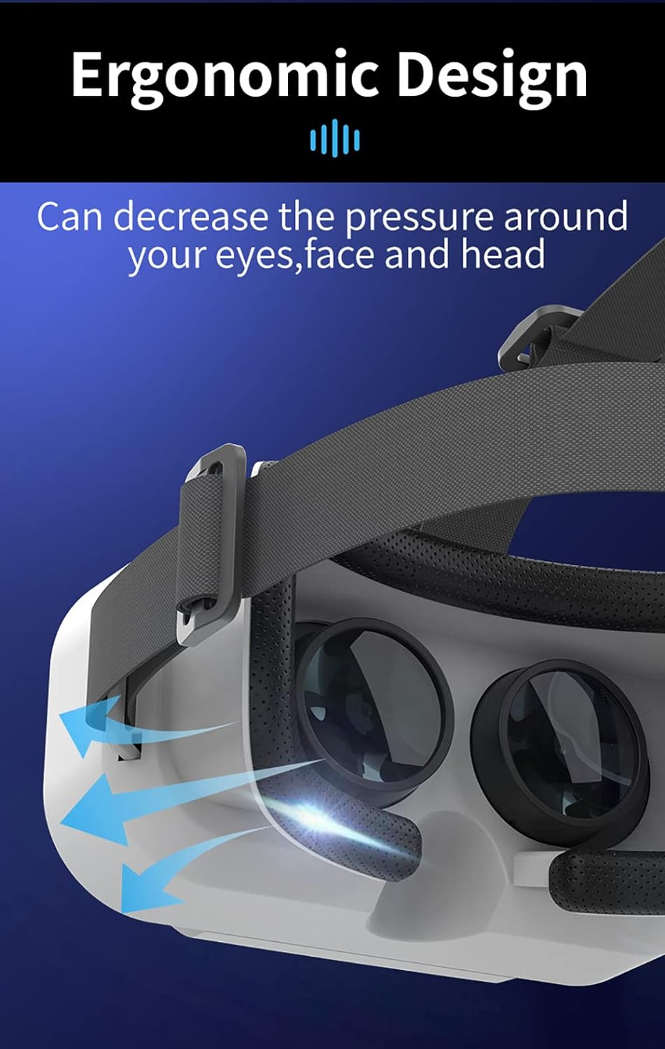 Basery VR Headset Compatible with Iphone & Android Phone within 4.7-7.2Inch Display Screen- Universal Virtual Reality Goggles- Soft & Comfortable Updated 3D Glasses (G12-White) image number 4