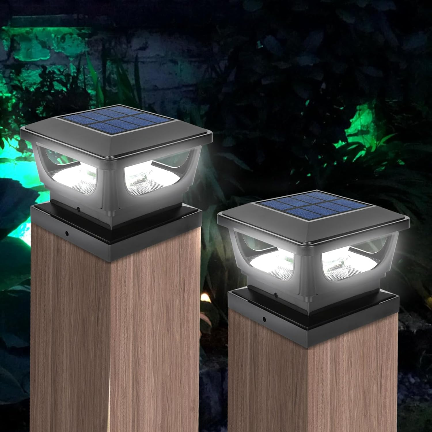 Solar Post Lights,Fence Post Lights IP65 Waterproof Fence Lights Outdoor Garden,Cap for 3X3 3.5&times;3.5 4X4 Inch Patio Fence Post Deck Wooden Posts-4 Pack