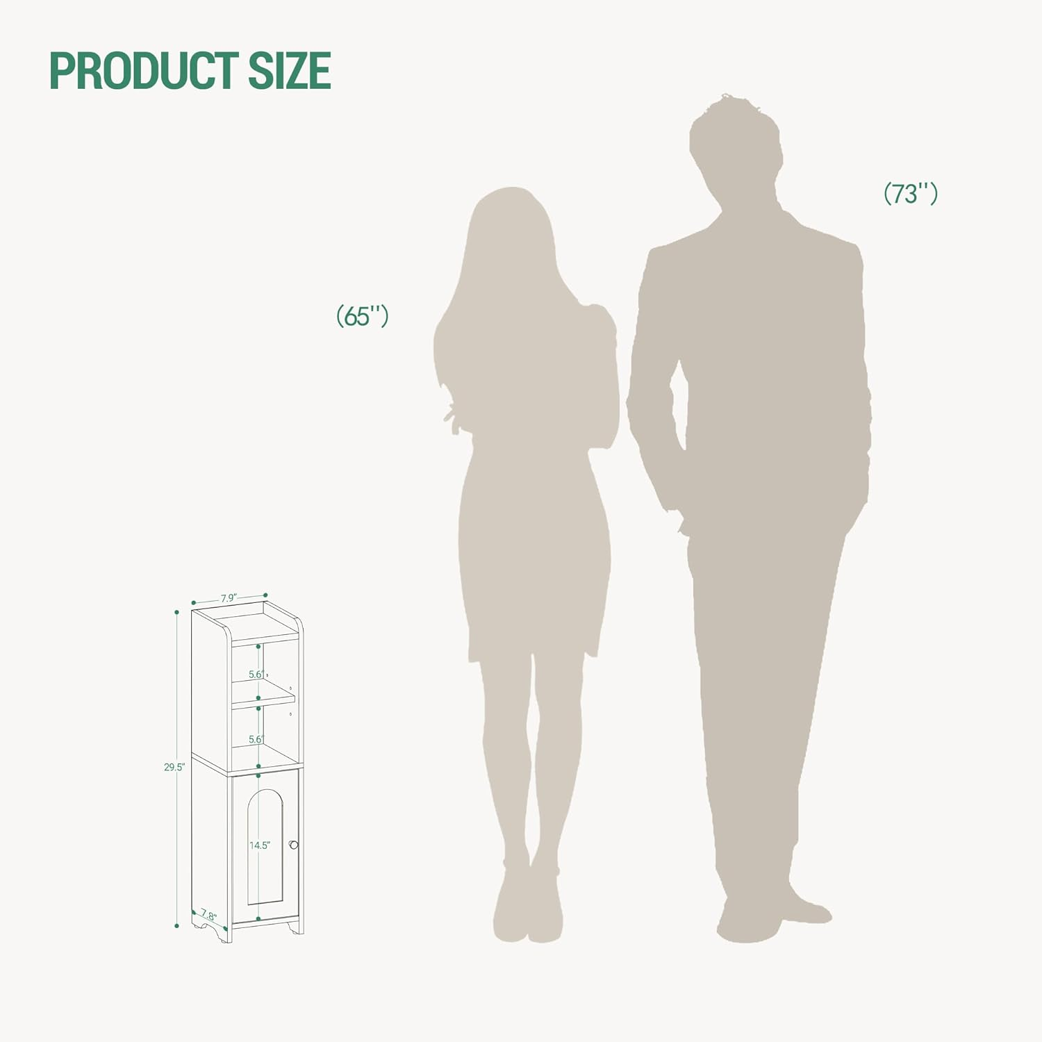 Hzuaneri Bathroom Storage Cabinet, Corner Floor Cabinet with Doors and Adjustable Shelf, Narrow Toilet Paper Cabinets, Bathroom Organizer for Small Spaces, White BC19703X image number 4