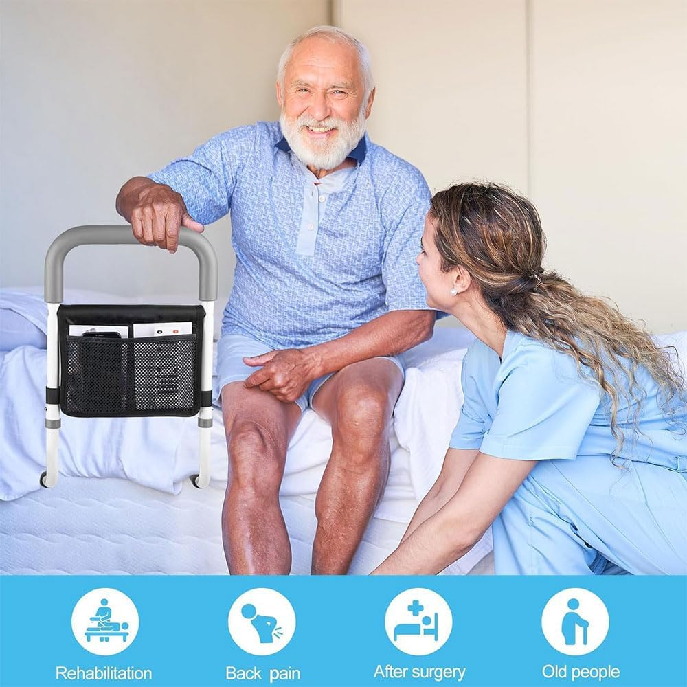 Bed Rails for Elderly Adults &ndash; Adjustable Bed Assist Rail with Non-Slip Handle & Storage Bag, Safety Support Bar for Seniors, Fits King, Queen, Full & Twin Beds image number 1