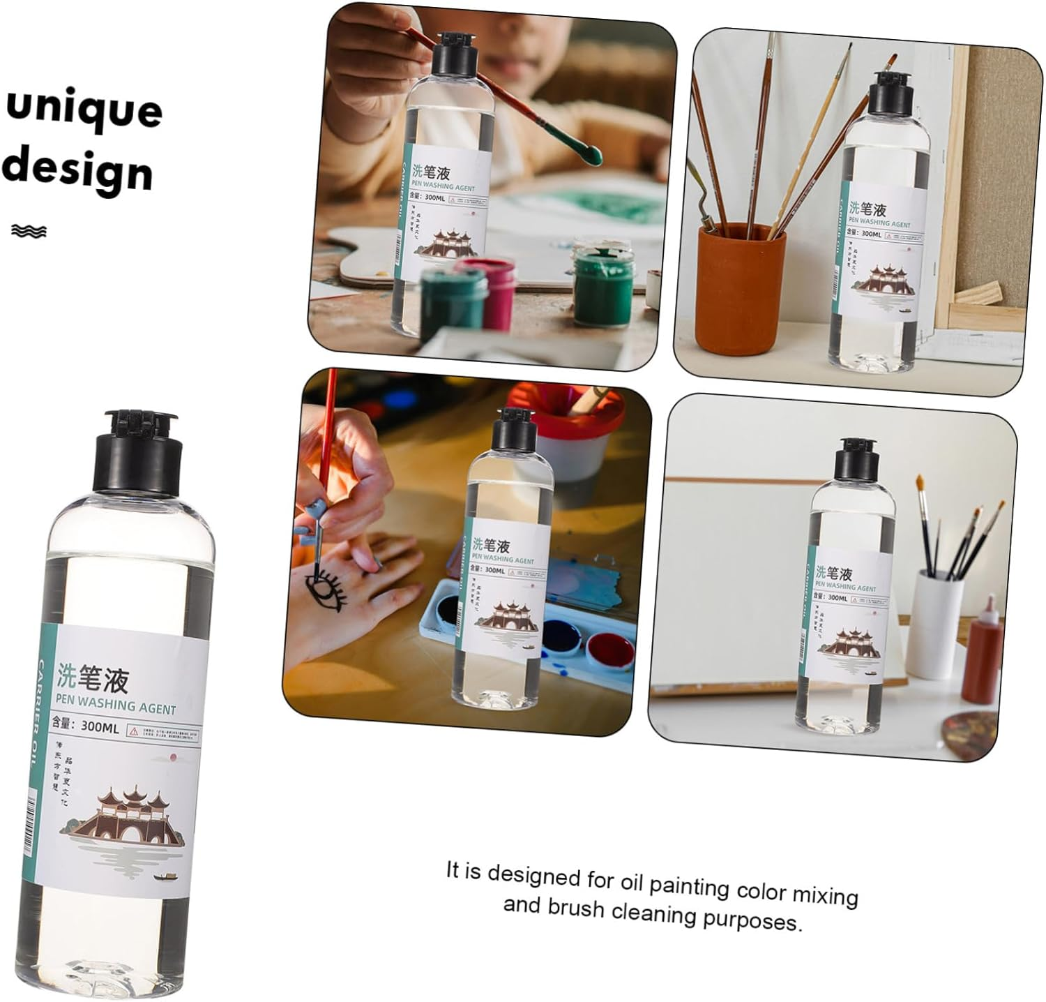 LALAFINA Convenient Paint Brush Cleaner Liquid for Oil Acrylic Painting Efficiently Removes Residue Protects Brush Bristles Supply Tool