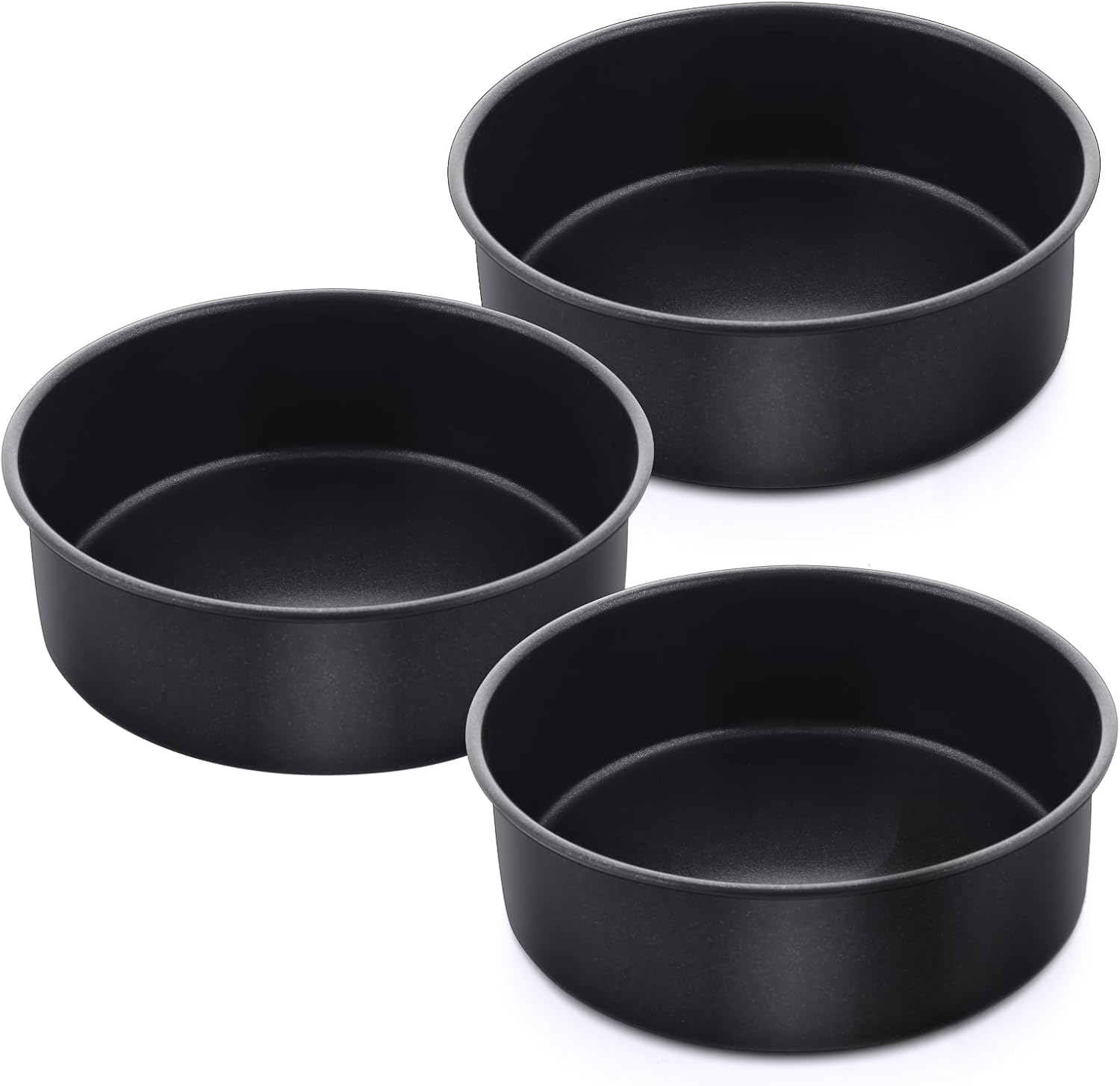 6 Inch Cake Pan Set of 3, E-Far Nonstick Stainless Steel Small round Cake Pans Tin for Baking Layer Cakes, Stainless Steel Core & Non-Toxic Coating, Straight Side & 2 Inch Deep image number 3