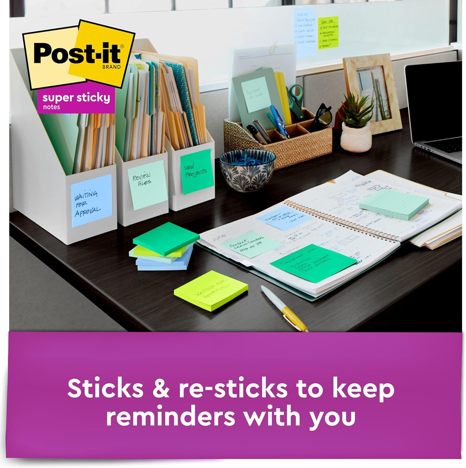 Post-It R330-6SST Super Sticky Pop-Up Notes, 76Mm X 76Mm, Bora Bora Collection Recycled, 6 Pads image number 2