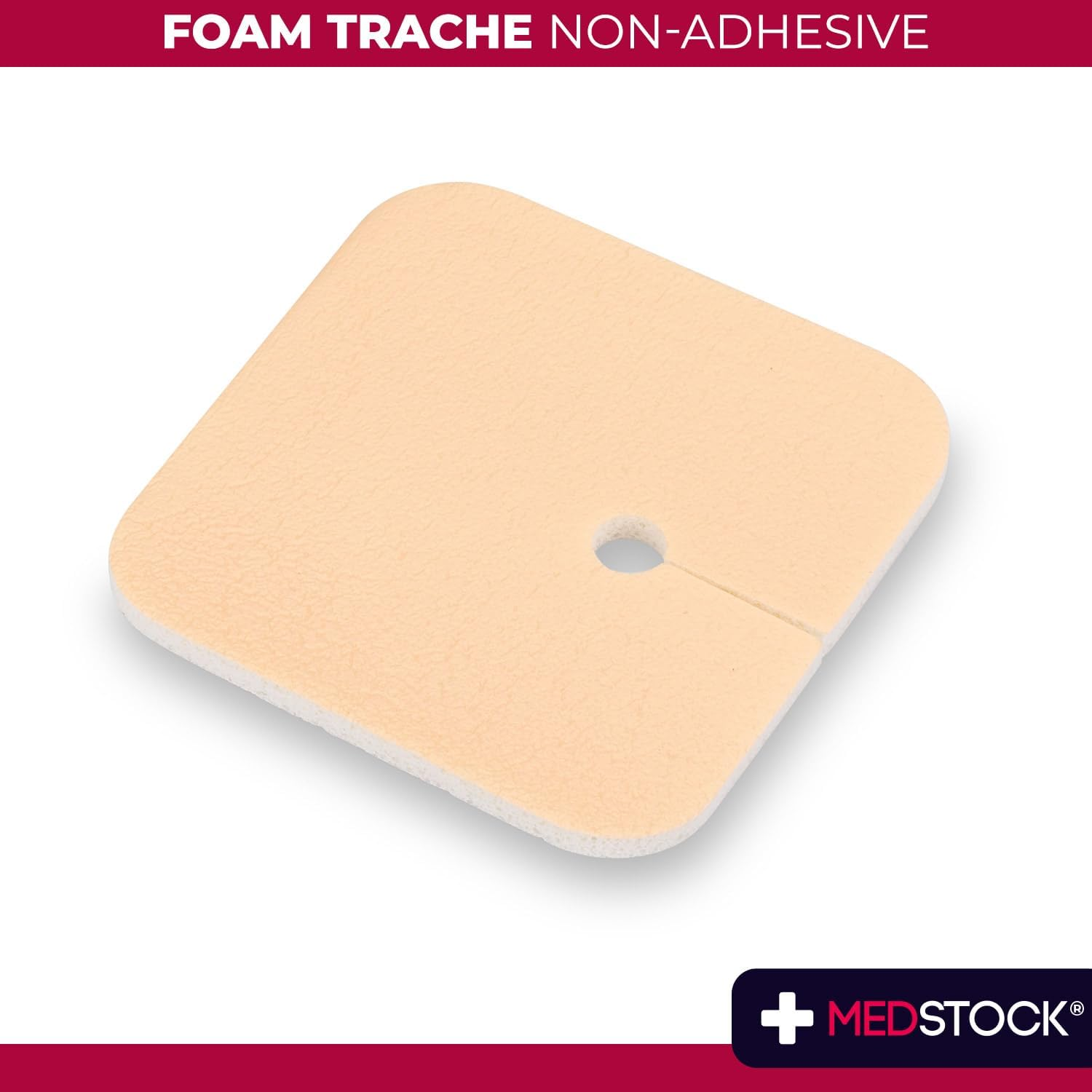 MEDSTOCK Foam Non-Adhesive Tracheostomy Dressing, TRACHY 9CM X 9CM, 10 Count, Wound Care, High Absorption, Stoma Management, Drain Management, CMC Granules image number 1