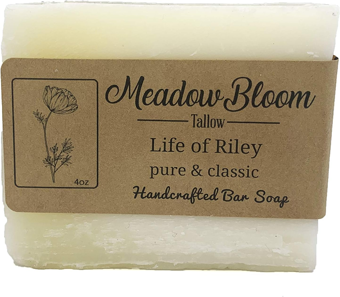 Hunter Cattle Co. Meadow Bloom Tallow Bar Soap - Unscented 2 Pack - Made with All Natural 100% Grass Fed Tallow Handmade Soap Bar - Great for Face or Body Soap