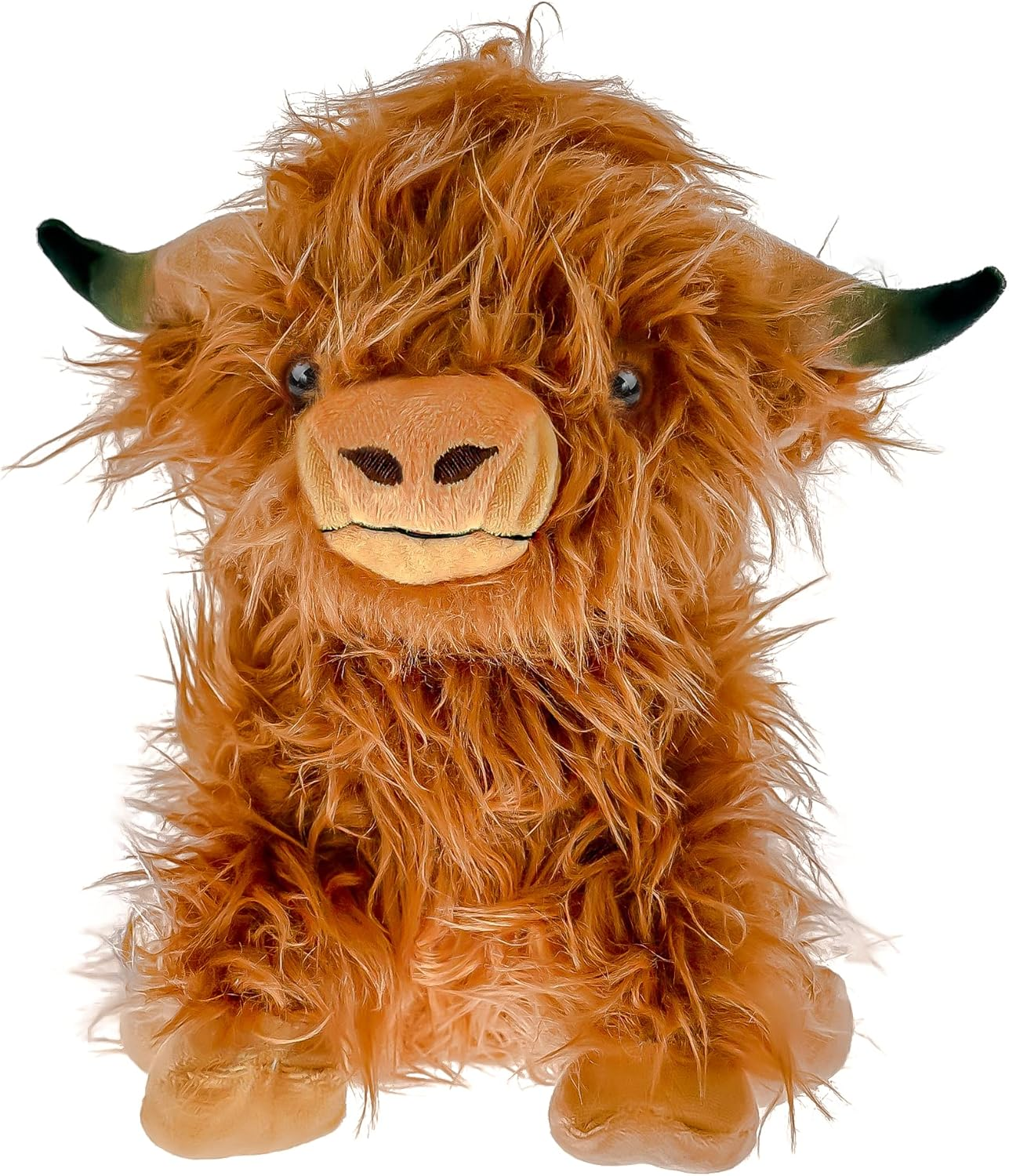 GARKALY 12 Inch Highland Cow Stuffed Animal,Scottish Fluffy Cow Plush,Cute Realistic Soft Cow Stuffed Animal Farm Decor Birthday Gift Toy for Adults Kids (Brown) image number 4