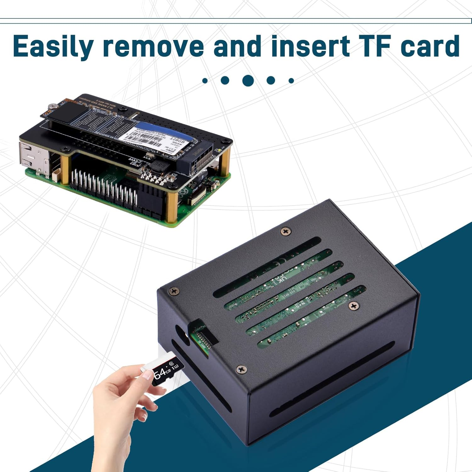 Geeekpi Metal Case with N04 Pcie M.2 Key-M Nvme SSD Pcie Peripheral Board for Raspberry Pi 5 image number 4