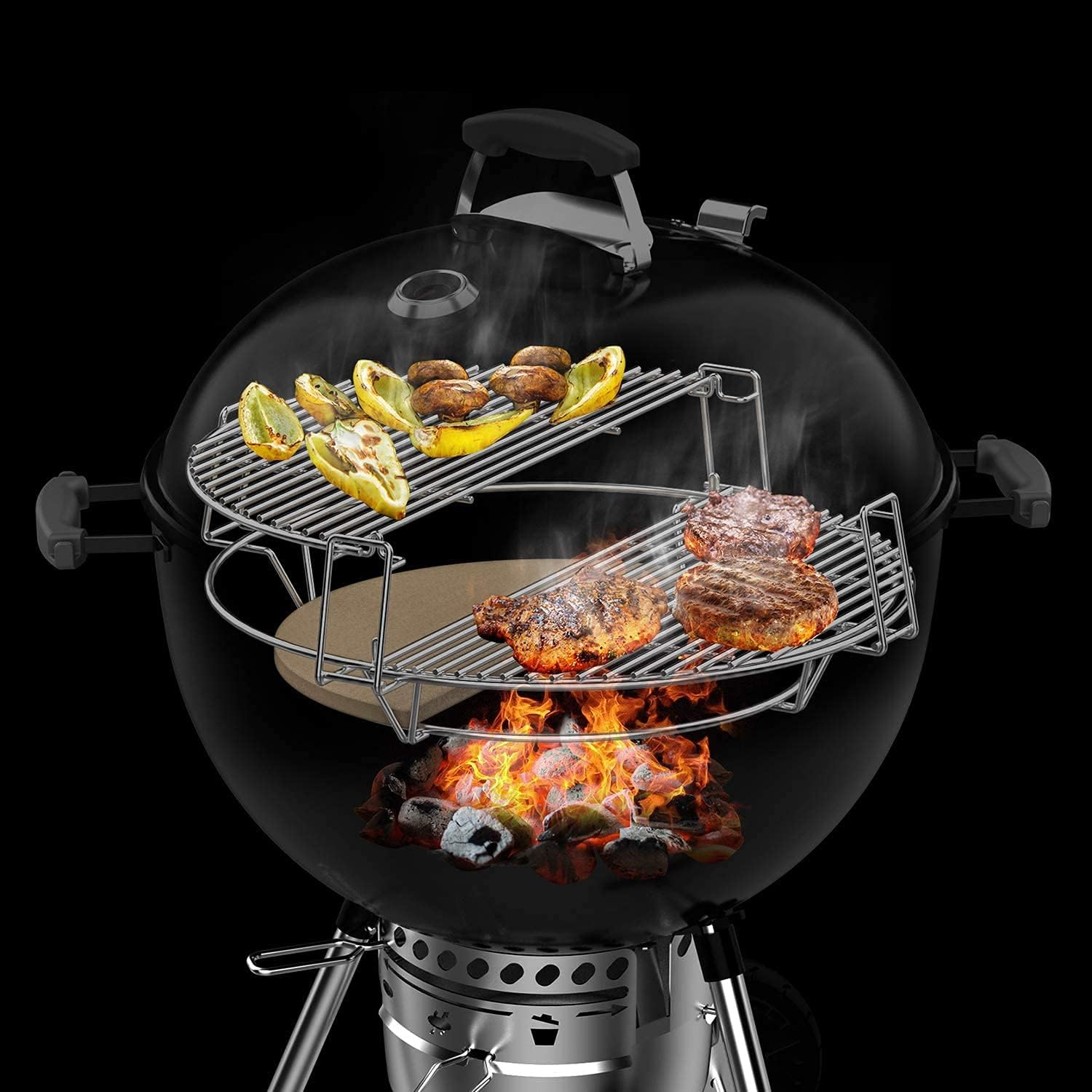 Only Fire Barbecue Cooking Grate System Grilling Accessory for Weber 22" Kettle Grill and Other Similar Size Kettle Grills image number 3