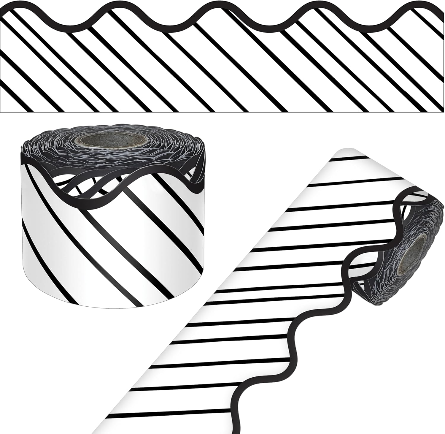 Carson Dellosa 65Ft of Red Bulletin Board Borders, 1 Roll of Scalloped Trim for Rolling Whiteboard, Cork and Posterboard, Valentines Day, Christmas Decorations, Party, and Classroom Decor