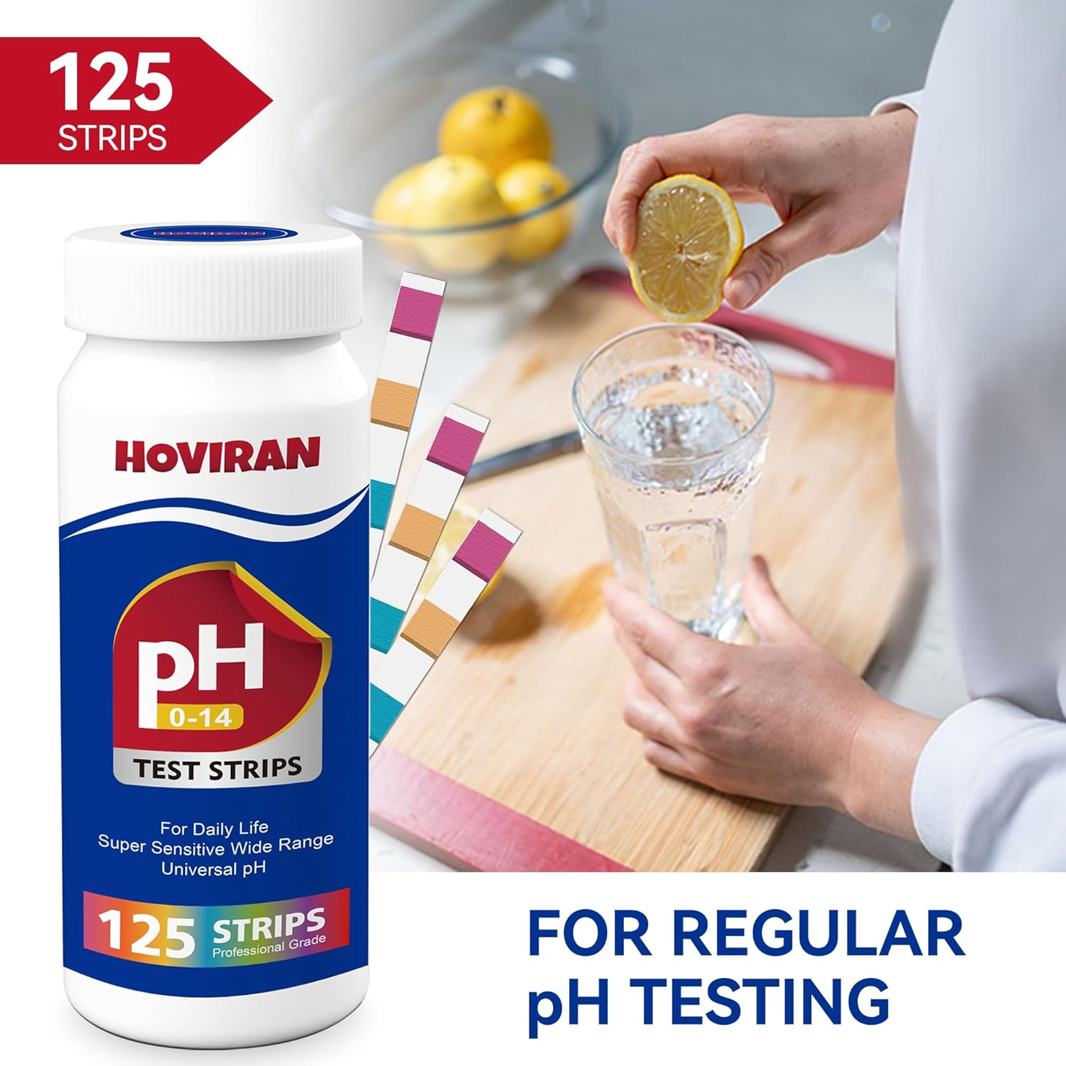 Universal Ph Test Strips 0-14, Quick Accurate Ph Testing Kit for Food, Soap Making & Kombucha, 125Ct Litmus Paper Ph Test Strips for Liquids, Drinking Water, Aquarium, Pool, Hot Tub, Spa image number 1