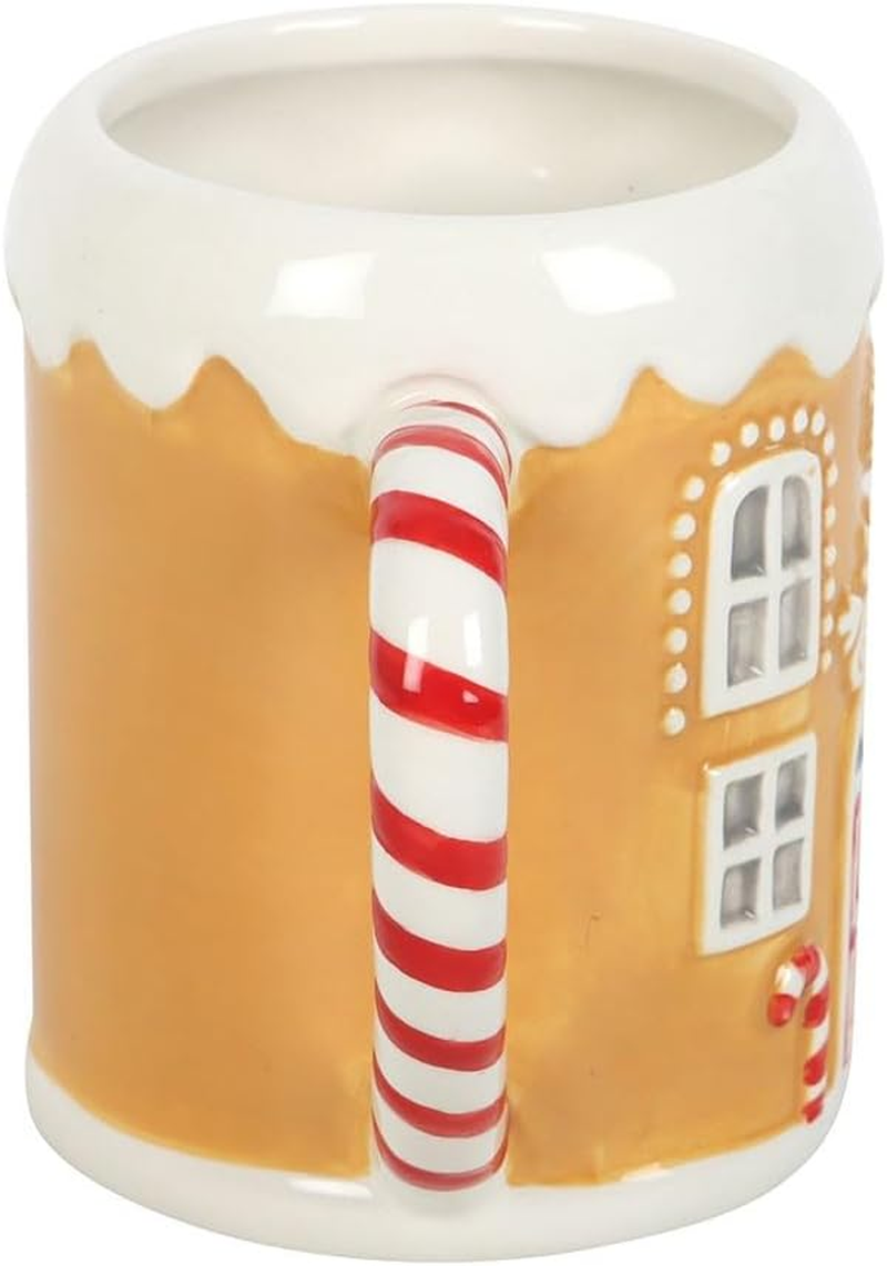 Candy Cane Gingerbread House Mug &ndash; Whimsical Ceramic Mug with 500Ml Capacity, Gingerbread House Design with Candy Cane Handle, Hand Wash Only, Perfect for Holiday Drinks image number 1
