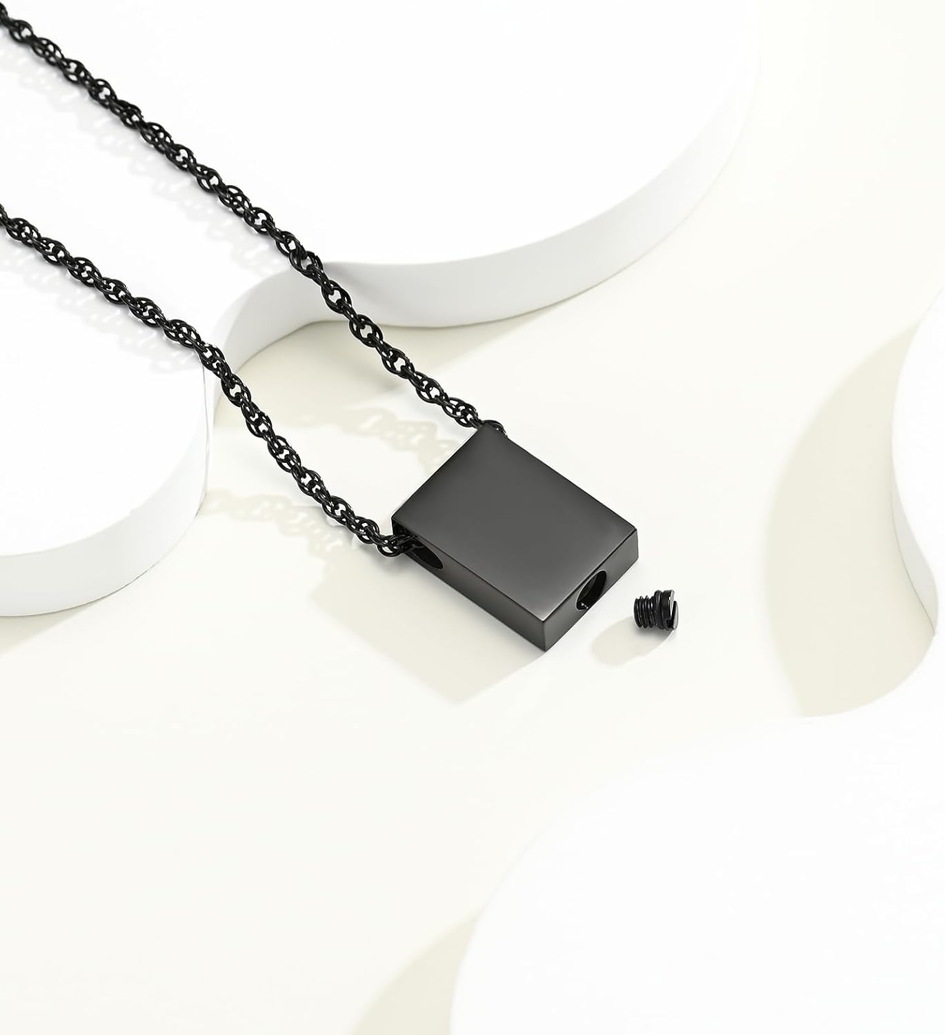 QGJNSGC Cremation Urn Necklace for Ashes Small Rectangle Square Memorial Ash Pendant Keepsake Jewellery Dog Tag Ash Locket for Women Men