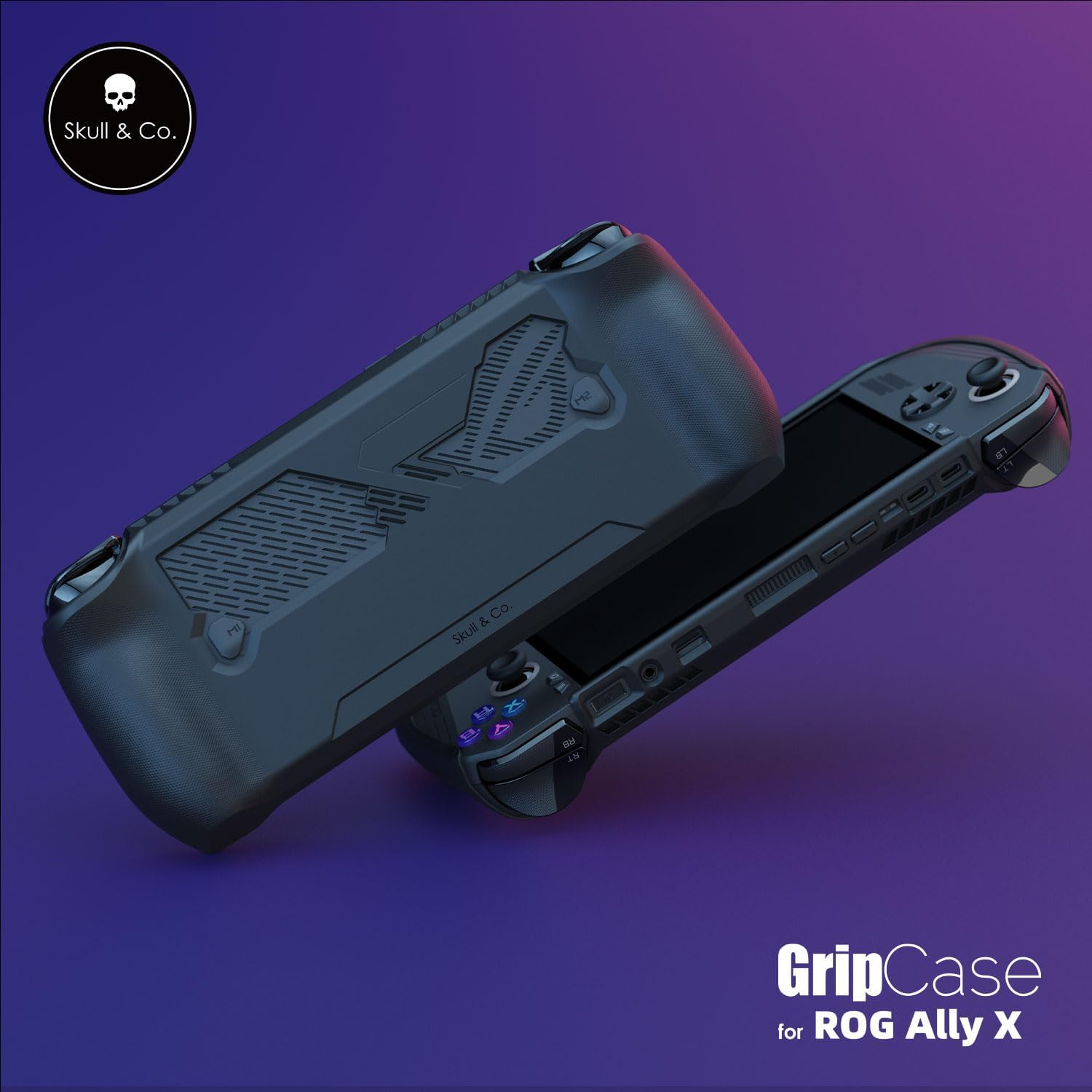 Skull & Co. Gripcase Ally for ROG Ally X: a Soft Protective Case with Textured Grips Full Protection and Stand, Shock-Absorption Non-Slip and Anti-Scratch Cover Design - Black image number 2