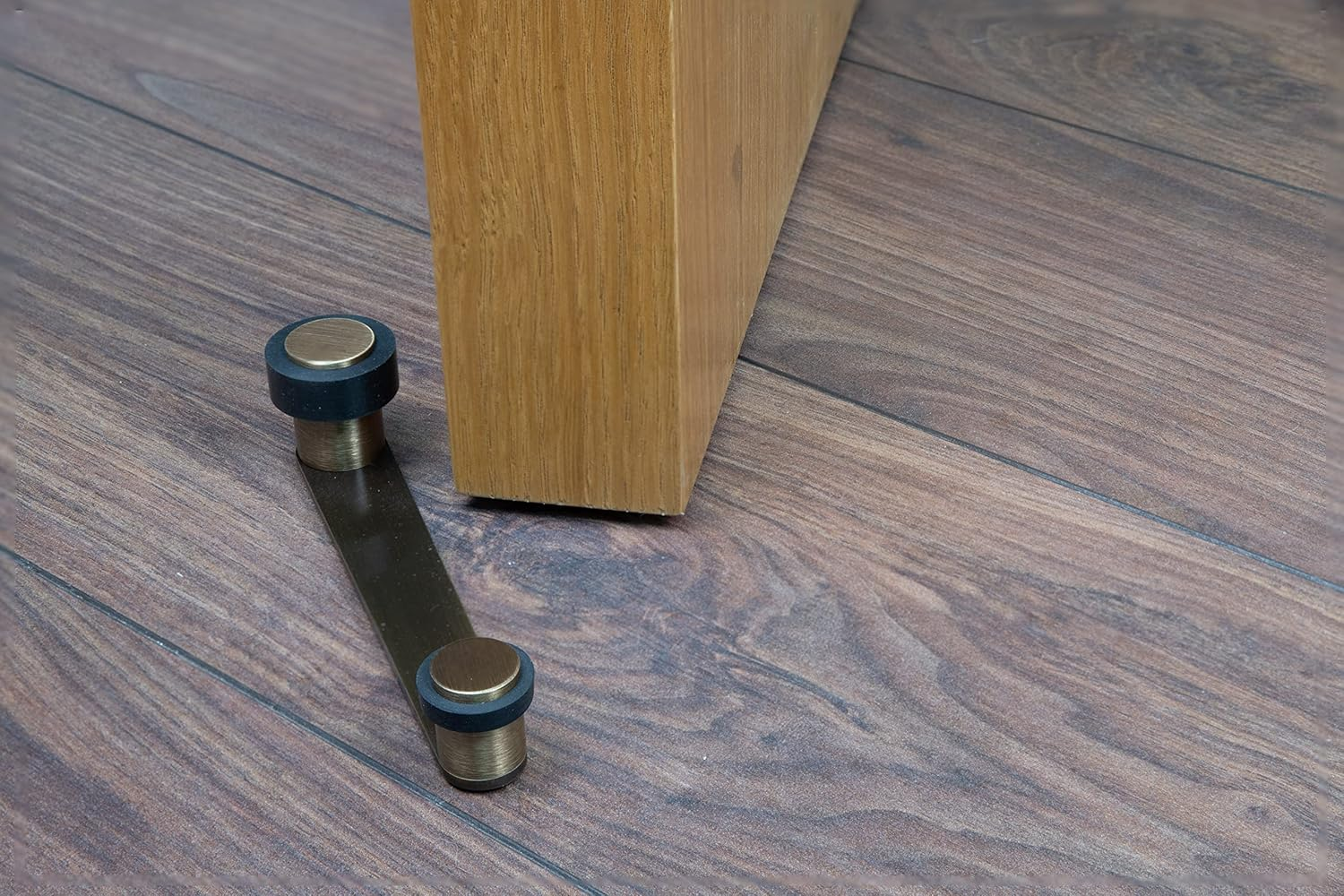 Door Stop with Rotating Holder for Door Thickness up to 100 Mm Brass Includes Screw and Dowel Ref I-253 EVI Fittings (Brass Old Leather - Rubber) image number 4