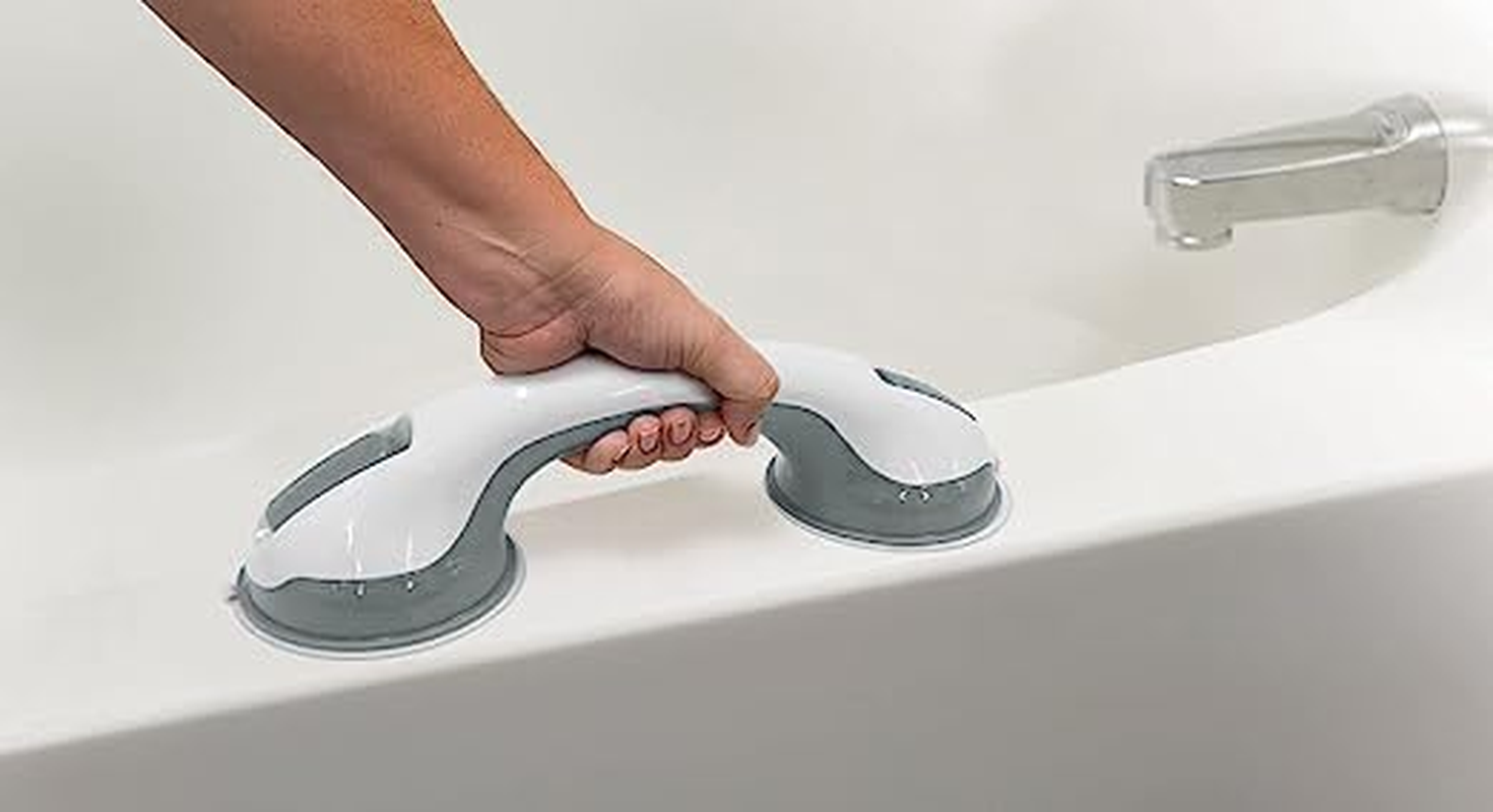 12 Inch Shower Grab Handles,2 Pcs Grab Rails for Bathroom with Suction Cup,Shower Handles for Elderly Disabled Injured (Gray, One Size) image number 3