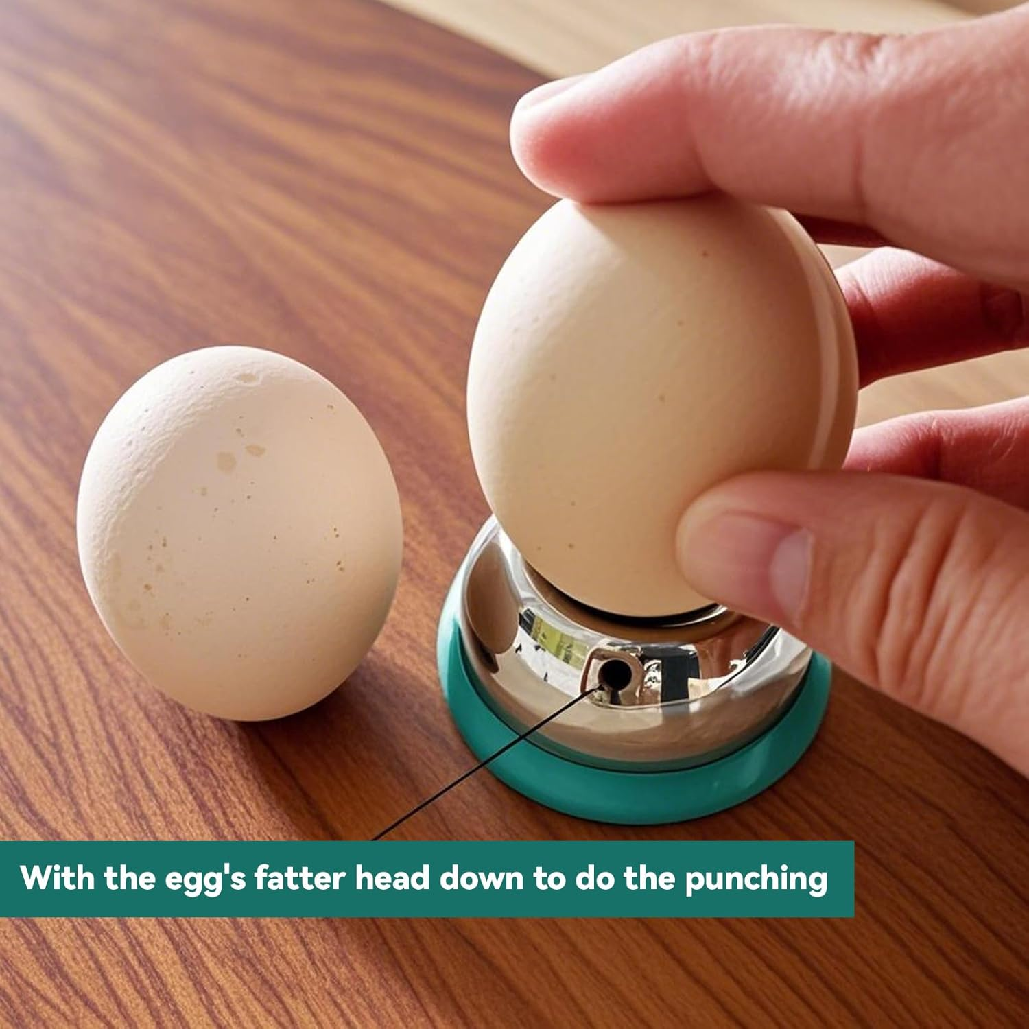 Stainless Steel Egg Piercer for Hard Boiled Eggs - Professional Hole Puncher Kitchen Tool with Non-Slip Base, Dishwasher Safe & Rust-Proof, Perfect for Baking, Cooking & Egg Decoration image number 1