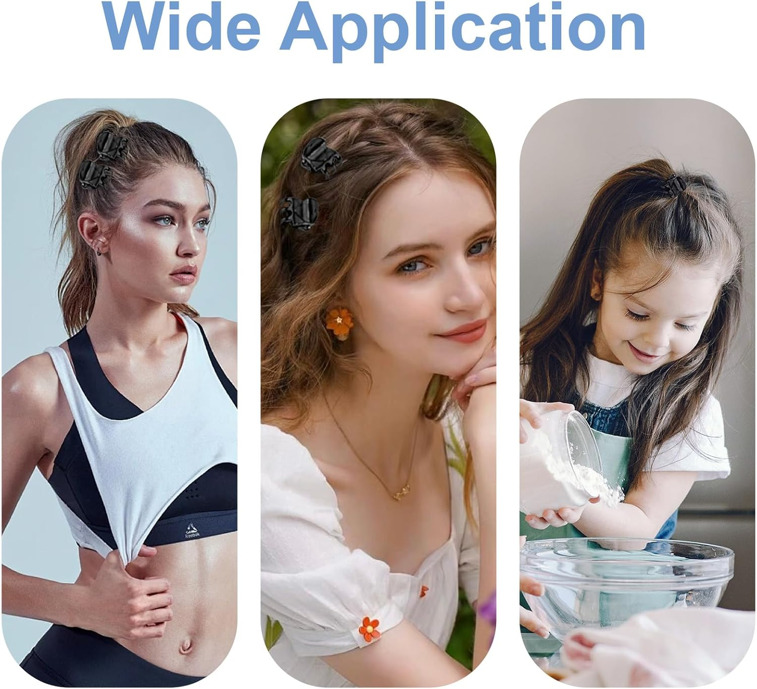 Small Hair Clips, Mini Hair Clips, Pack of 24 Hair Claw Clips, Plastic Hair Claw, Non-Slip Handle, Small Jaw Clips for Girls and Women (Black) image number 6