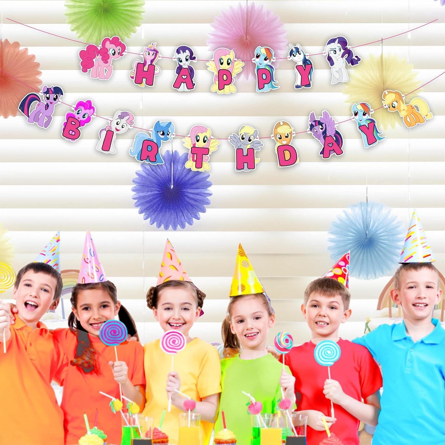 My Little Pony Happy Birthday Banner &ndash; Adorable Pony Characters in Vibrant Colors &ndash; Perfect for Kids&rsquo; Birthday Parties image number 5
