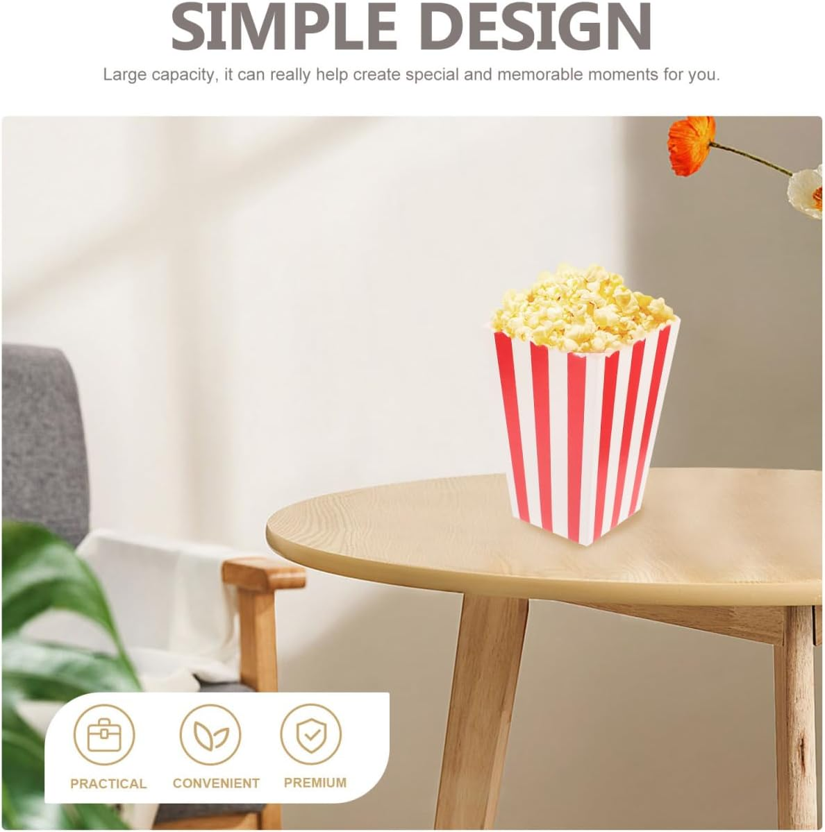 LIFKOME Popcorn Bucket Disposable Paper Boxes 4.53 Inch for Movie Night Party Snacks and French Fries Serving 24 Pack Party Supplies image number 5