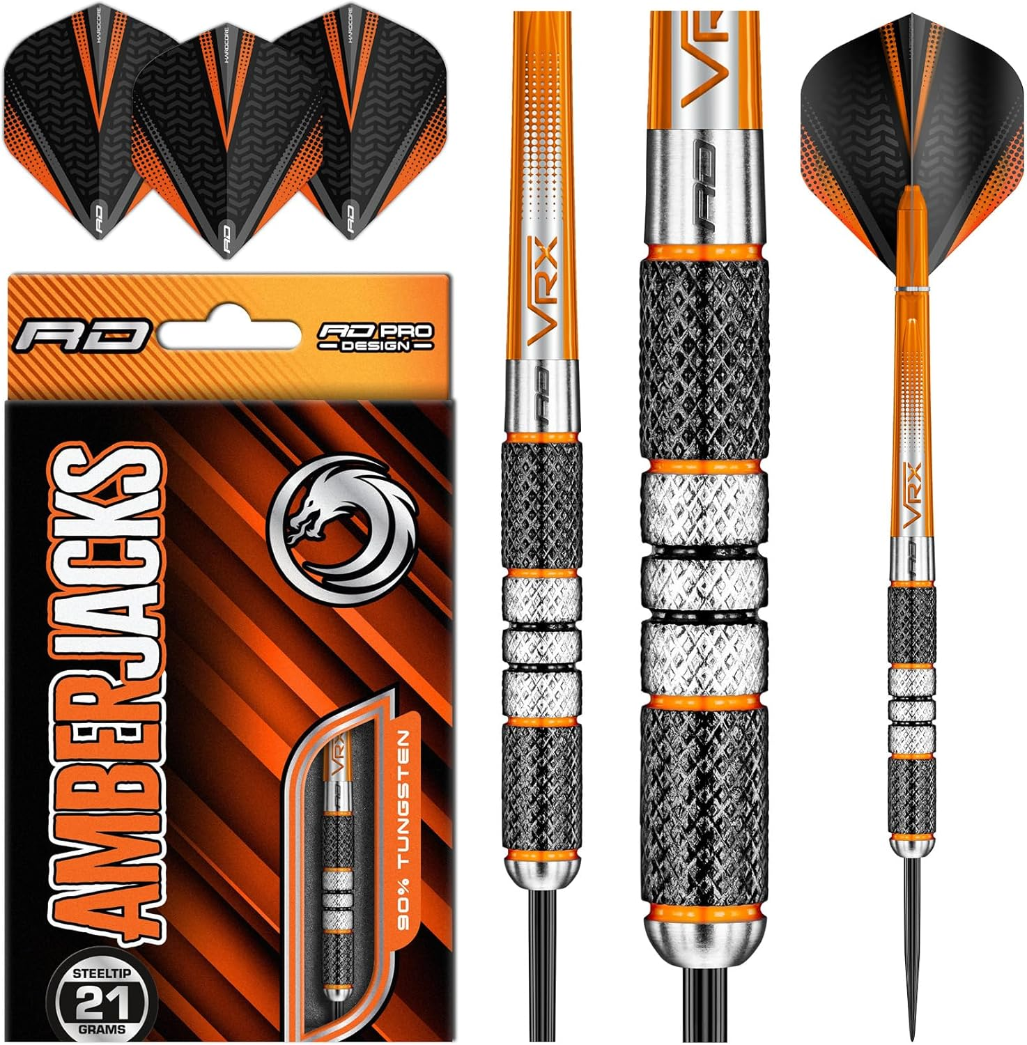 RED DRAGON Amberjack 21G, 22G, 23G, 24G or 25G Tungsten Darts Set with Flights and Stems image number 5