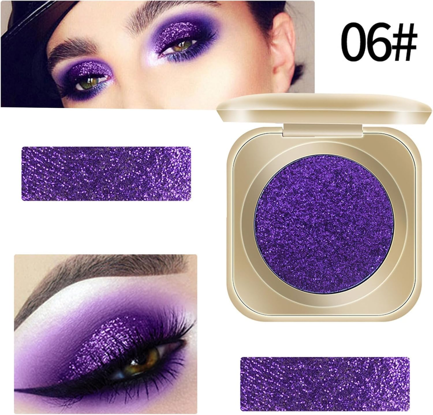Miutii Glitter Eyeshadow Single Highly Pigmented Shimmer Reflective Buildable Formula Long Lasting Waterproof for Professional Makeup Purple One Size image number 3