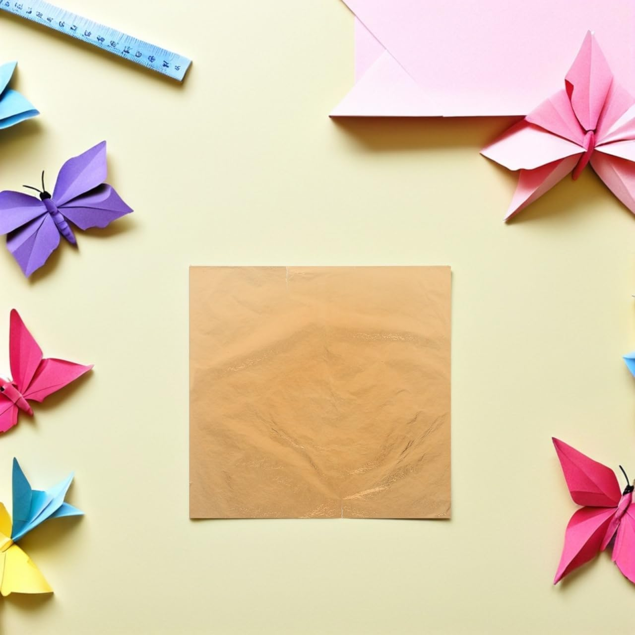 DOITOOL 100Pcs Copper Color Gilding Foil Imitation Leaf for DIY Crafts Furniture Decoration for Art Projects