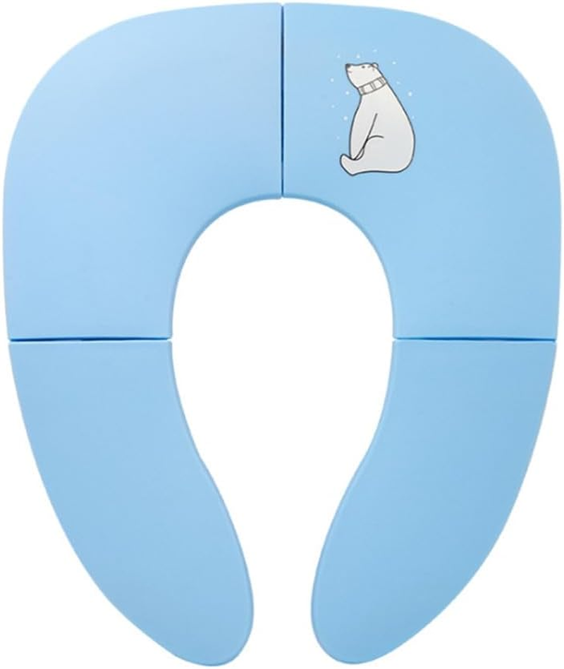 The Foldable Toilet Training Seat Includes a Travel Carrying Bag, a Portable Toilet Seat with an anti Slip Base and Ergonomic Handle, and a Universal Seat Suitable for Round/Oval Toilets