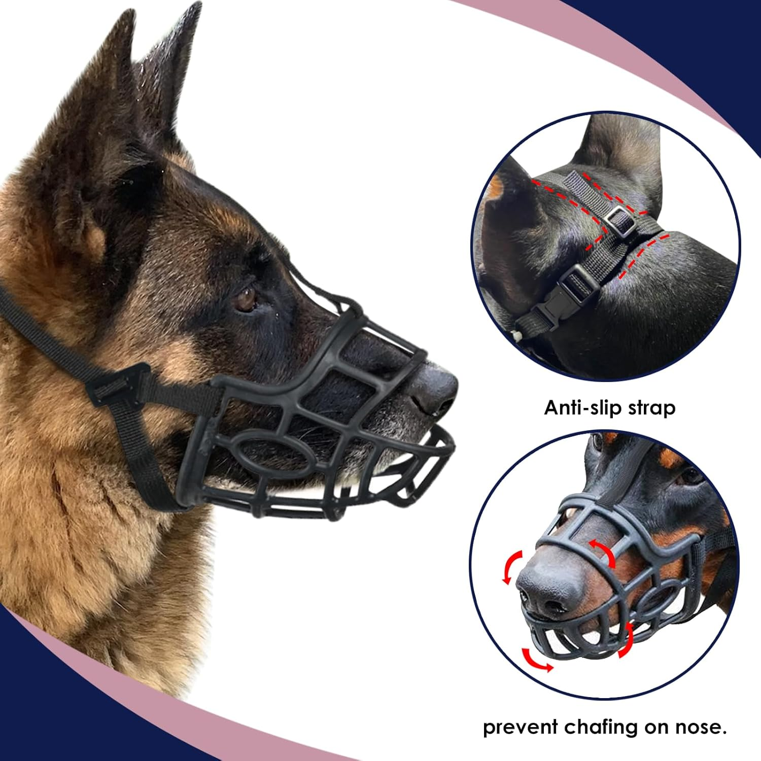 Dog Muzzle, Breathable Basket Muzzles for Small, Medium, Large and X-Large Dogs, Stop Biting, Barking and Chewing, Adjustable and Comfortable Secure Fit Dog Mouth Cover (XL - Labrador, Black) image number 5