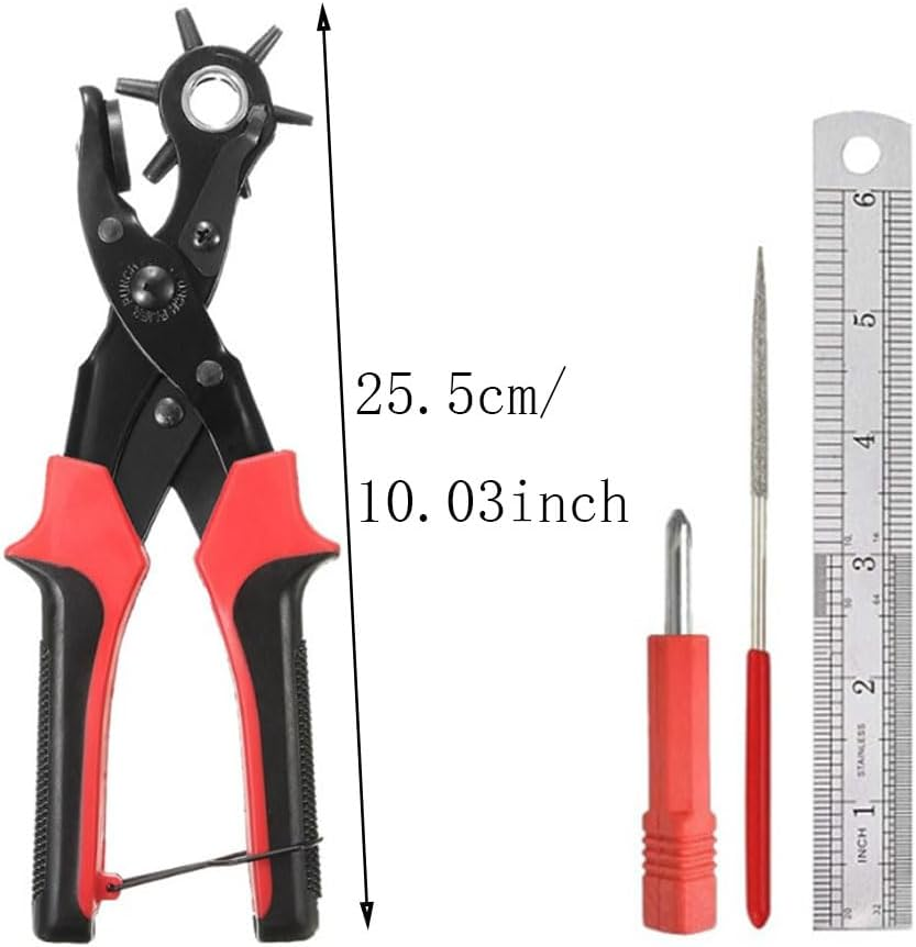 Armastuse Leather Hole Punch Belt Puncher Tool Set,For Leather, Paper, Cardboard, Watch Bands, Saddles, Diy Home or Craft Projects(Red) image number 4