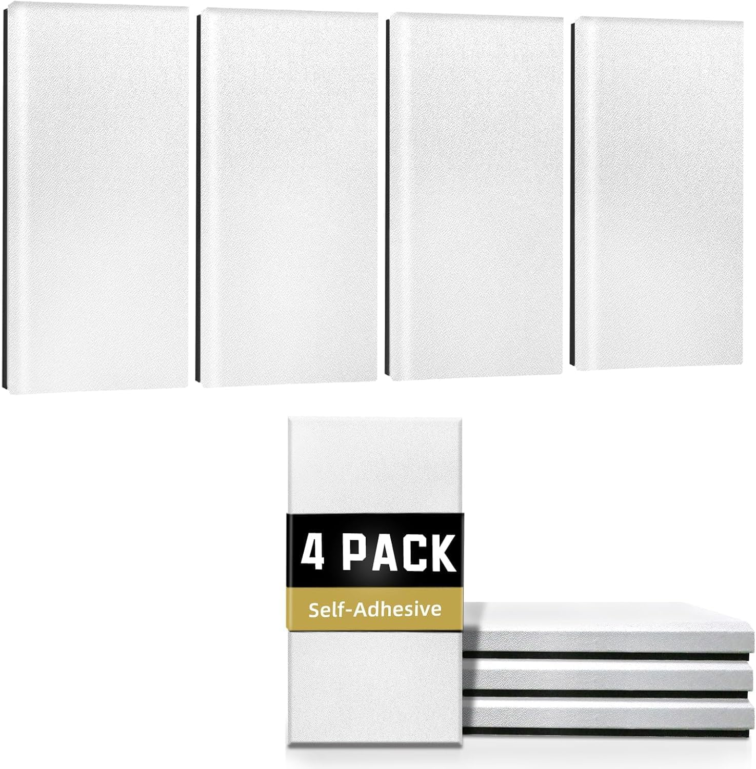 Acoustic Panels Sound Absorbing: 4 PCS Large Acoustic Wall Panels 23.6&Prime; &times;11.8&Prime; &times;1.37&Prime; Soundproof Wall Panels Fashions Sound Panels Self-Adhesive Acoustic Panels for Studios Office Home Theater (White) image number 4