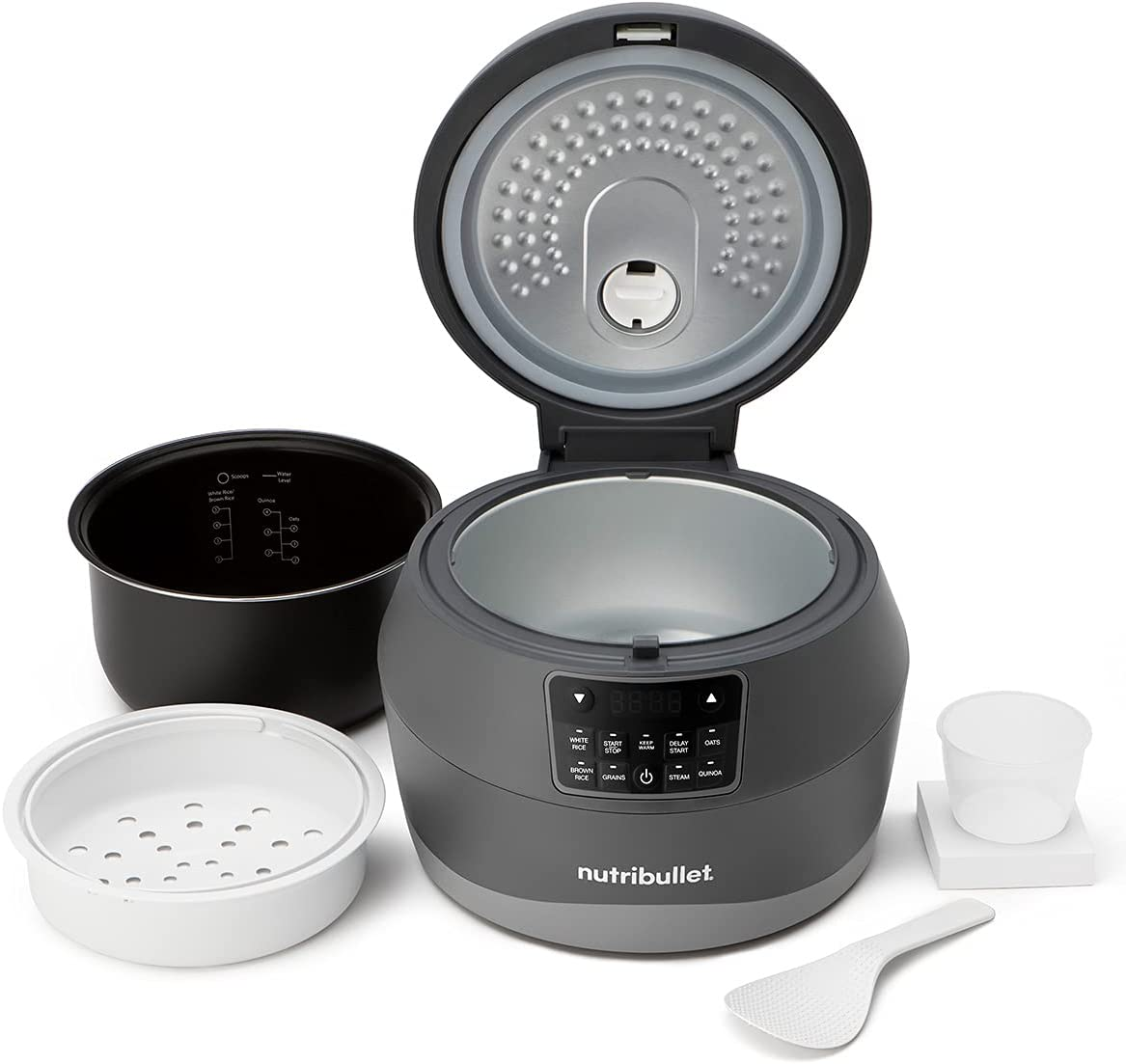Nutribullet Everygrain Rice Cooker, Dark Grey, Rice Cooker, Grain Cooker, 10 Cup Capcity, 5 Cooking Modes for Different Types of Rice and Grains (NBG07100)