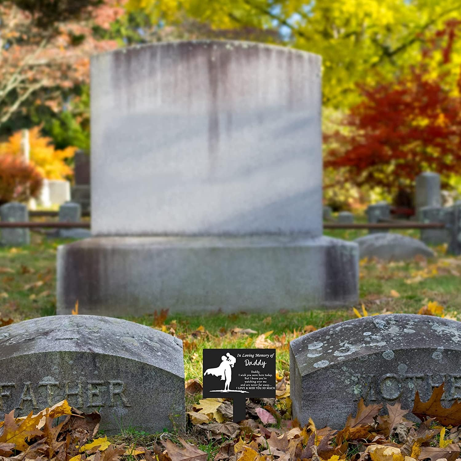 Cemetery Decorations for Grave Metal Grave Memorial Decorations Stake Plaque Grave Markers Outdoor Waterproof for Dad(Memory of Daddy)