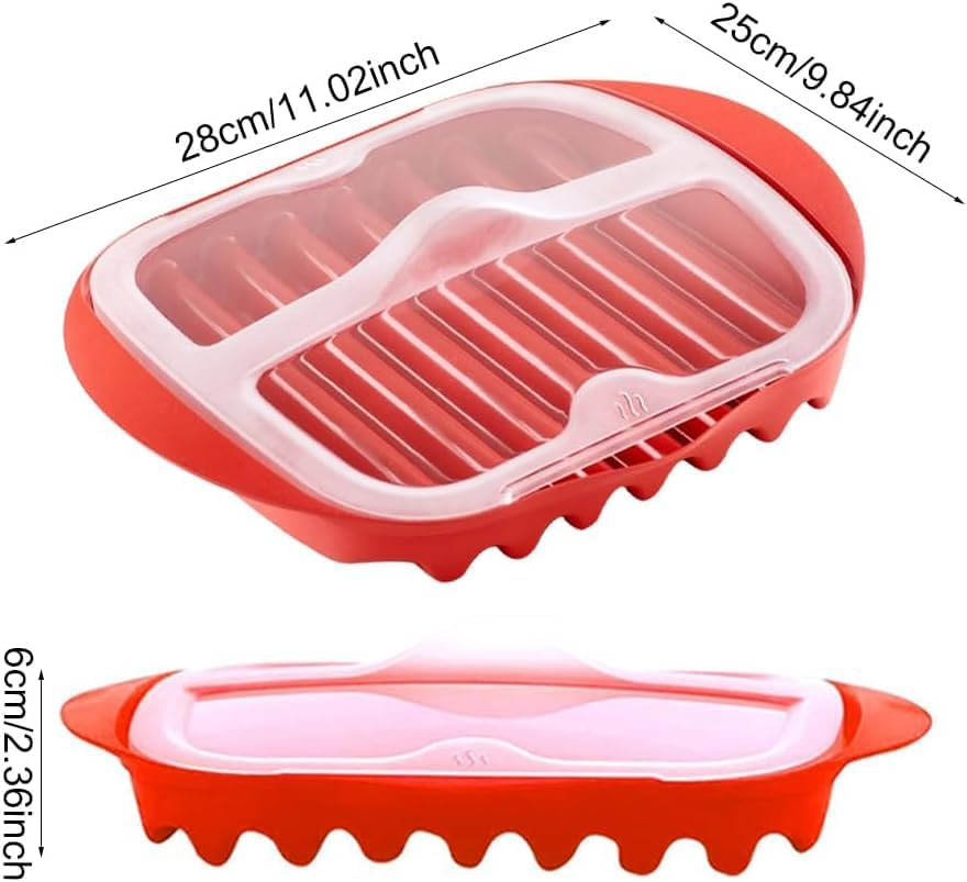 Red Microwave Bacon Tray with Splatter Lid - No Mess Bacon Cooker for Crispy Bacon in 3 Minutes, Dishwasher Safe & Bpa-Free, Microwave Safe Kitchen Accessories for Breakfast Cooking image number 1