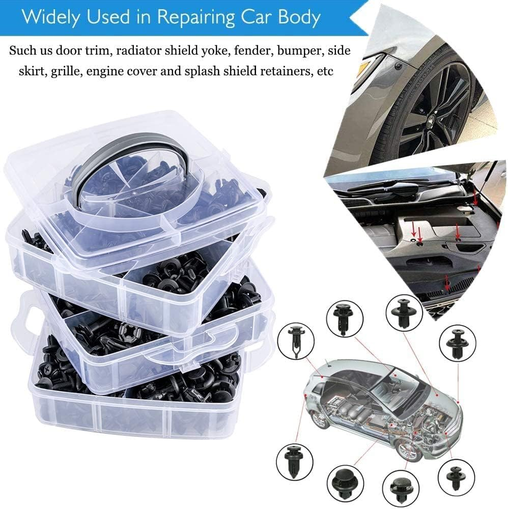LEDON 731X Car Trim Body Clips Kit Rivets Retainer Auto Panel Bumper Plastic Fastener Universal Plastic Push Pin Clips for Bumper, Fender, Door
