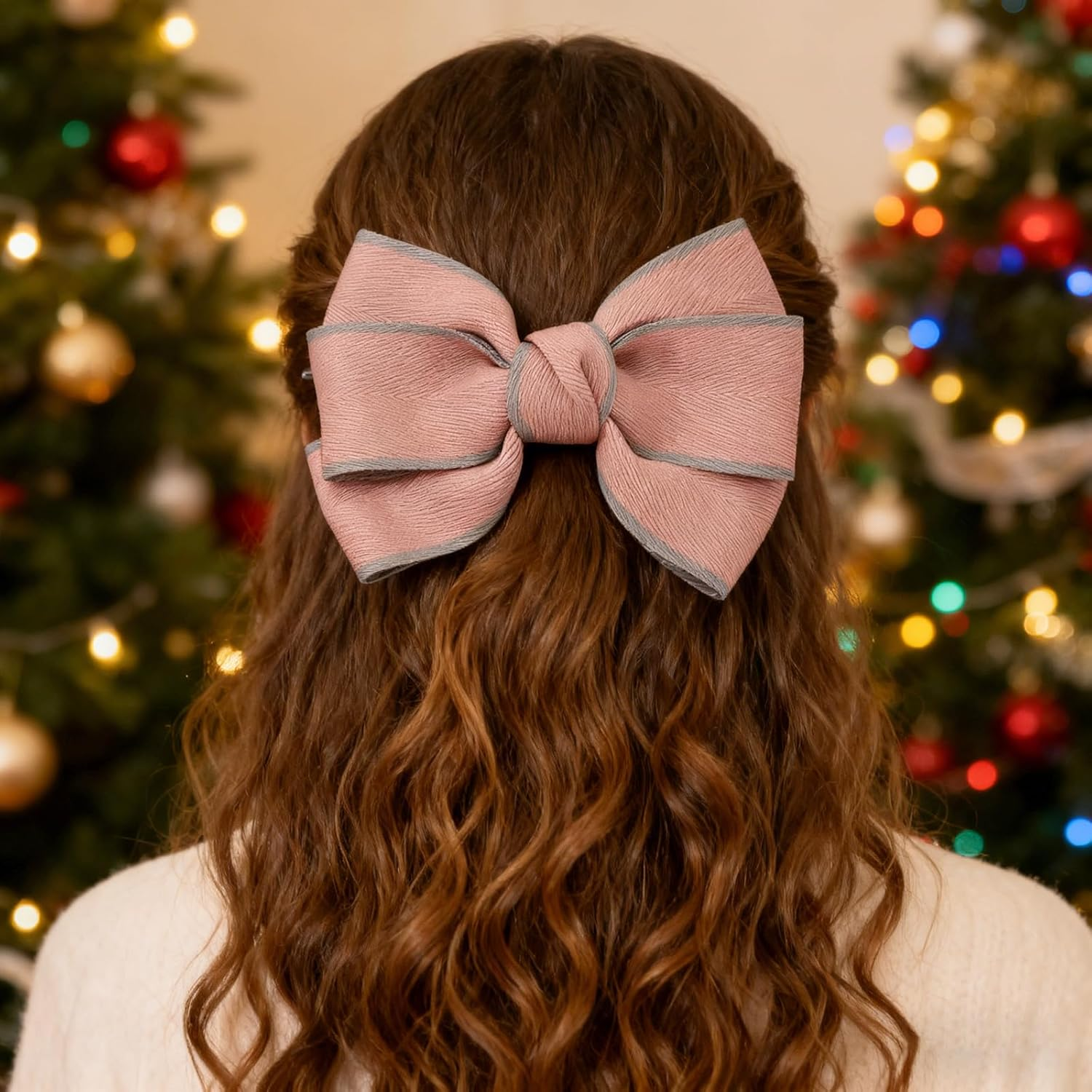 Pink Hair Bows for Women Bow Hair Clips Silky Satin Bow Clips Cute Hair Bow Clips French Hair Band Bow Prom Bows Hair Wedding Barrette Party Bowknot Hair Accessories image number 2