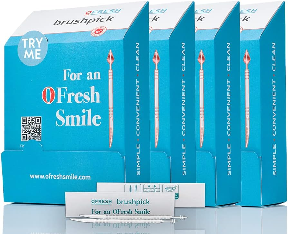 Ofresh Brushpicks - Interdental Toothpicks for Oral Hygiene & Dental Care &ndash;Interdental Toothpicks Brushes - Travel Keychain Case 18Pcs (Pack of 6) image number 2