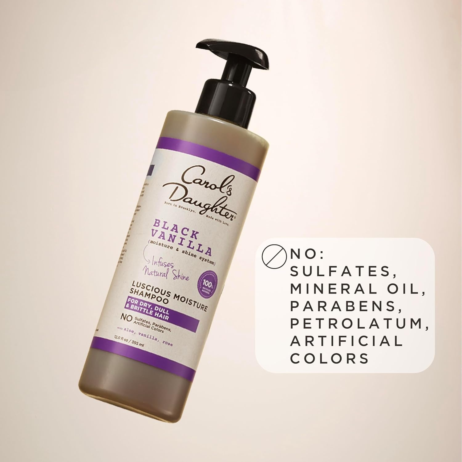 Carol'S Daughter Black Vanilla Moisture Sulfate Free Shampoo for Curly, Wavy or Natural Hair, Moisturizing Hair Care for Dry, Damaged Hair, 12 Fl Oz image number 4