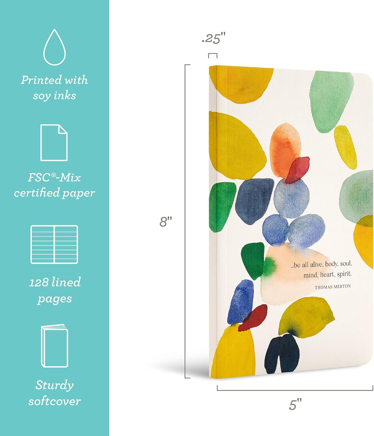 Compendium Softcover Journal Be All Alive, Body, Soul, Mind, Heart, Spirit.&rdquo; &ndash; a Write Now Journal with 128 Lined Pages, 5&rdquo;W X 8&rdquo;H - Hope Blue image number 6