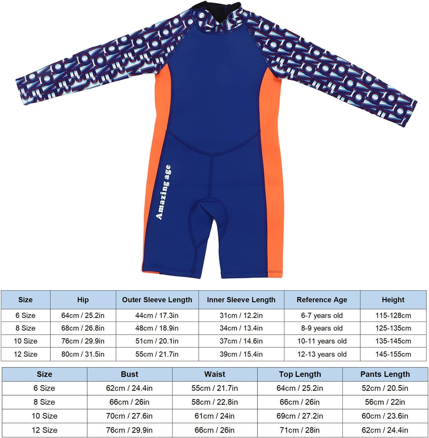 Kids Wetsuit for Boys Girls Toddlers Youth, 2.5Mm Neoprene Thermal One Piece Diving Suit Long Sleeve Keep Warm Back Zip Wet Suits for Diving, Surfing, Swimming, Water Sports (Size 6) image number 1