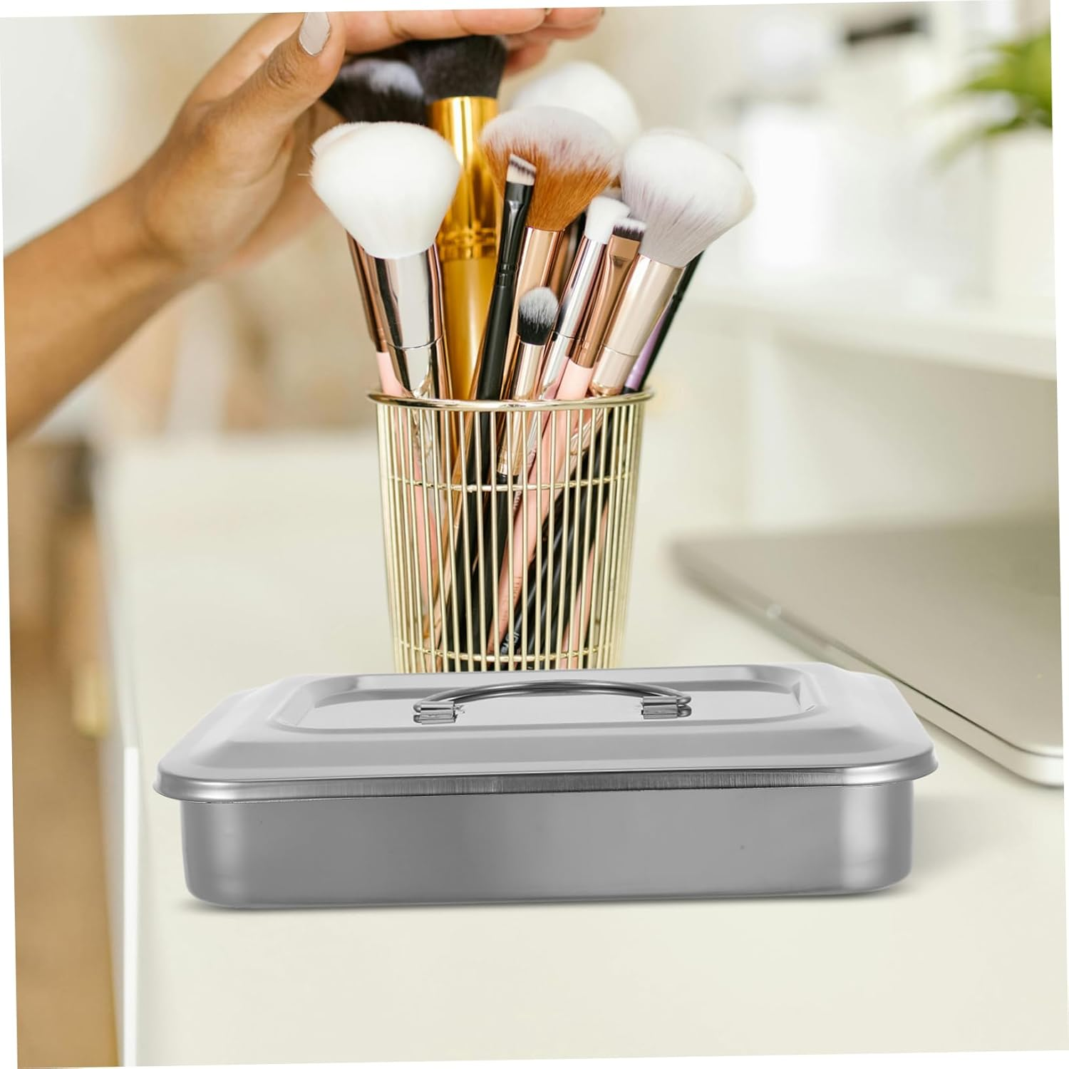 Gogogmee Sterilization Tray Stainless Steel Cover for Beauty Salon Use Case Sterilizer Sterile Tray Microwave