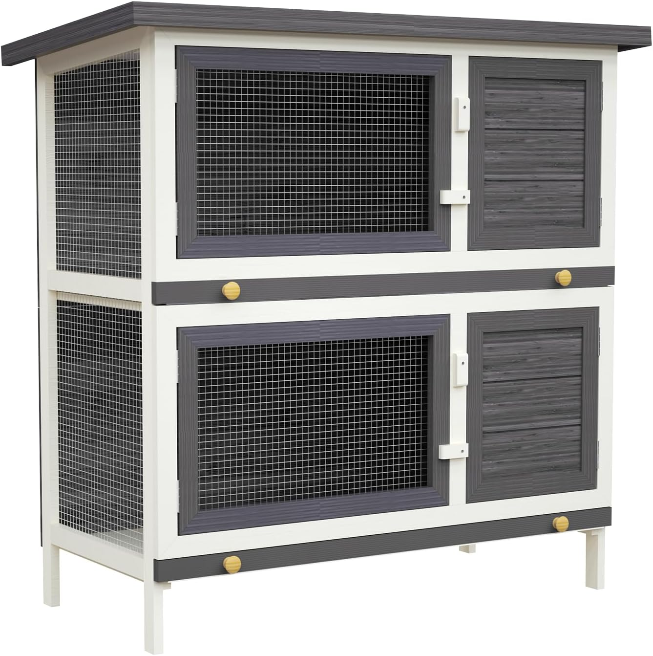 Oppsbuy Rabbit Hutch Chicken Coop Guinea Pig Cage Pet House for Small Animals 90Cm X 45Cm X 90Cm Grey image number 2