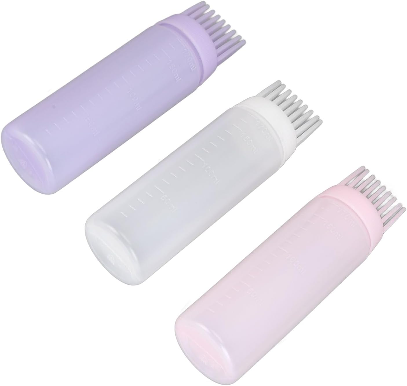 Comb Applicator Bottle Hair Coloring Brush Bottle with Precise Scale Easy to Control Hair Dyeing for Home Barbershop 3 Colors image number 2