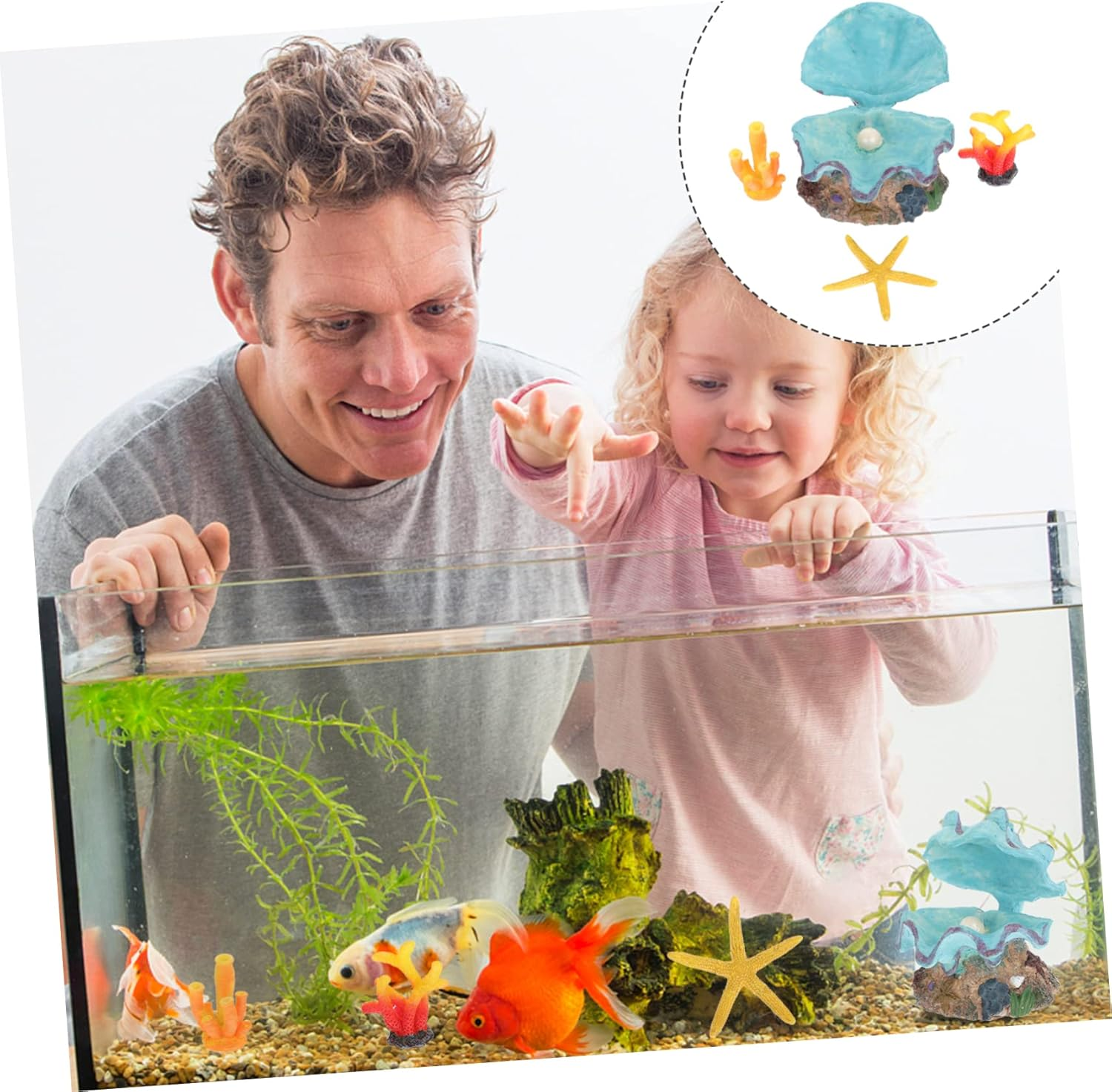 BCOATH 4Pcs Aquarium Decor Realistic Resin Shell Coral Ornaments for Fish Tank Stable Fade-Resistant Simulation Shell Decor for Aquatic Environments image number 3