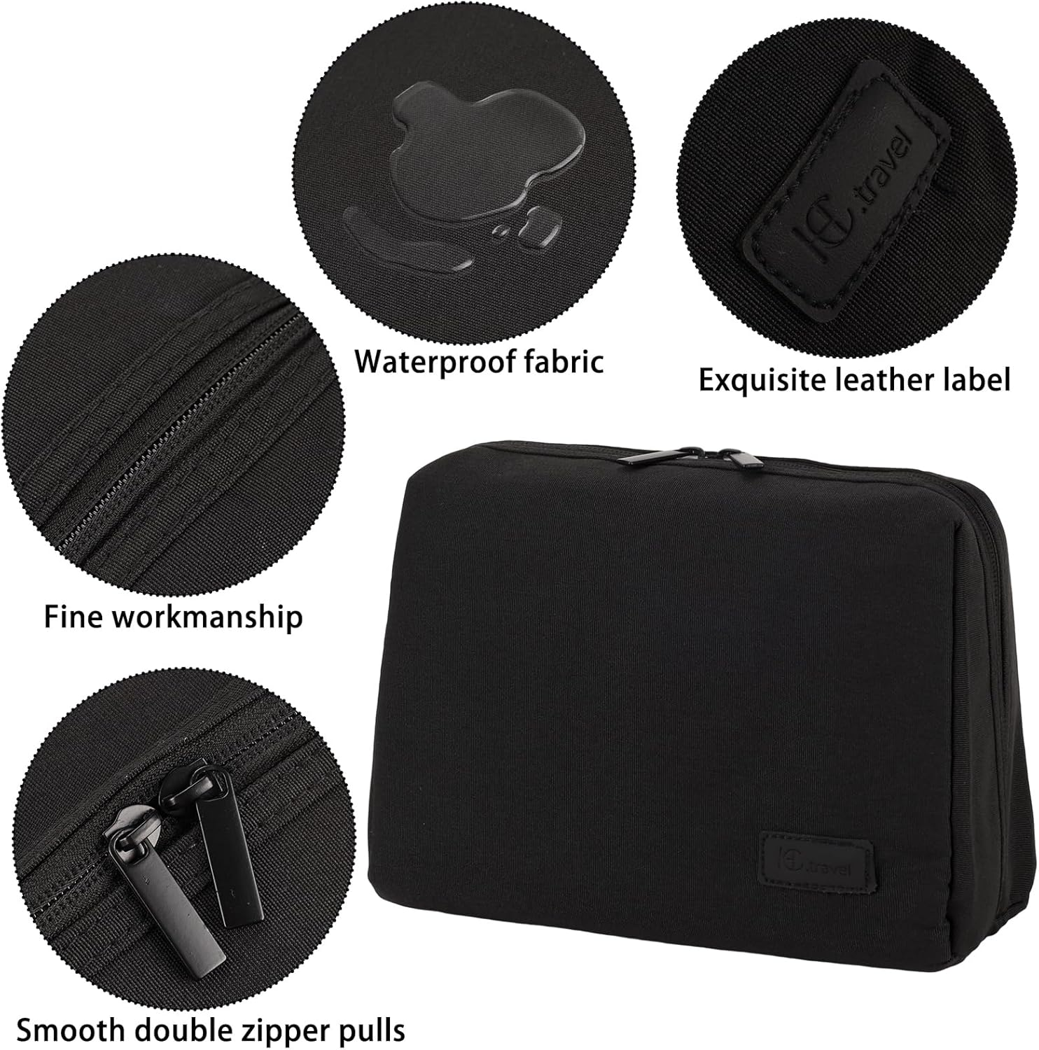 Supcomsta Make up Bag, Makeup Bags for Women, Travel Makeup Bag with RPET Recycled Fabric, Eco-Friendly Cosmetic Bag, Water-Resistant & Durable Travel Cosmetic Bag (Black) image number 4