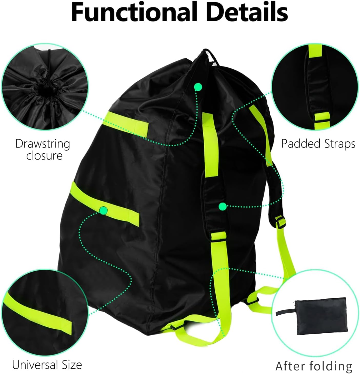 Car Seat Travel Bag，Stroller Bag for Airplane - Large Tear Resistant Gate Check Bag for Airplane，Fits Convertible Car Seats or Double Strollers，Durable Easy Carry Air Travel Water Resistant Protector image number 3