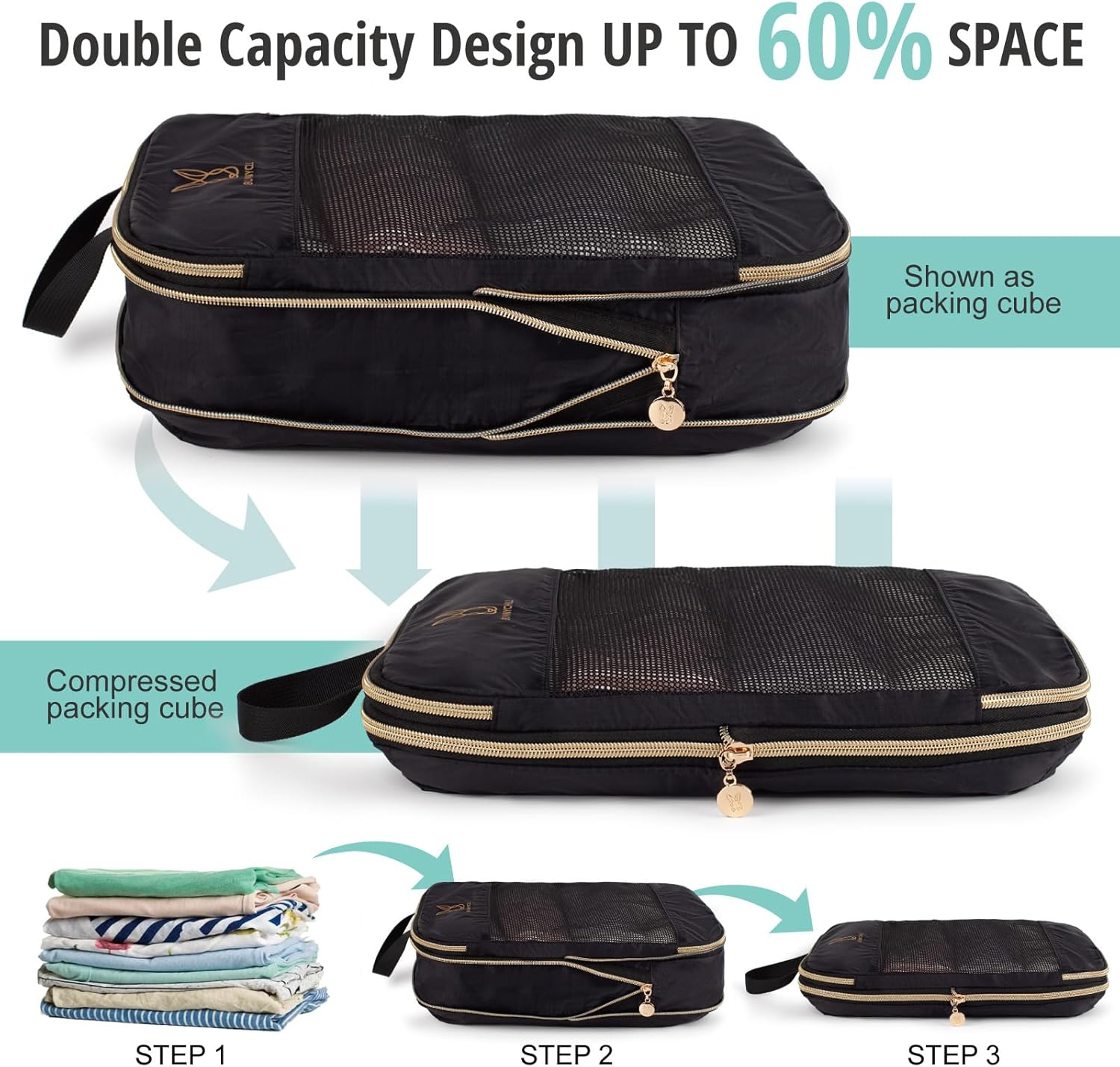 Expandable Compression Packing Cubes for Suitcases,6 Set Lightweight Compressible Travel Packing Organizer for Carry on Suitcase,Organizer Bags Set as Travel Essentials for Women image number 2