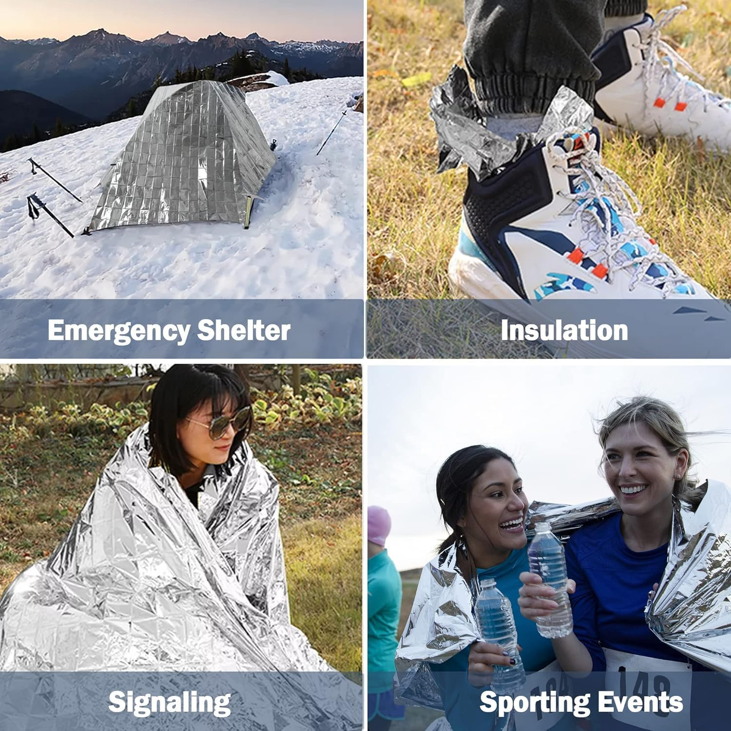 Space Blanket Survival Kit Camping Blankets,Emergency Thermal Blankets,Survival Reflective Thermal First Aid Foil Blankets,Emergency Thermal Blankets Space Blankets Survival Camping Blankets (6) image number 6