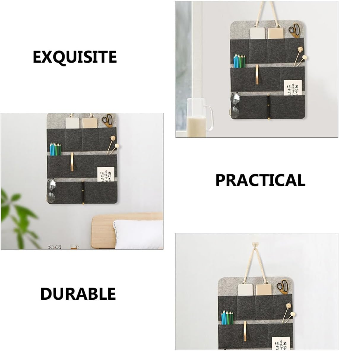 BESPORTBLE Multifunctional Hanging Organizer Bag with Multiple Pockets Portable Wall and Door Storage for Closet Bedroom Bathroom Easy Install Large Felt Holder for Phone Keys Remote Control image number 5
