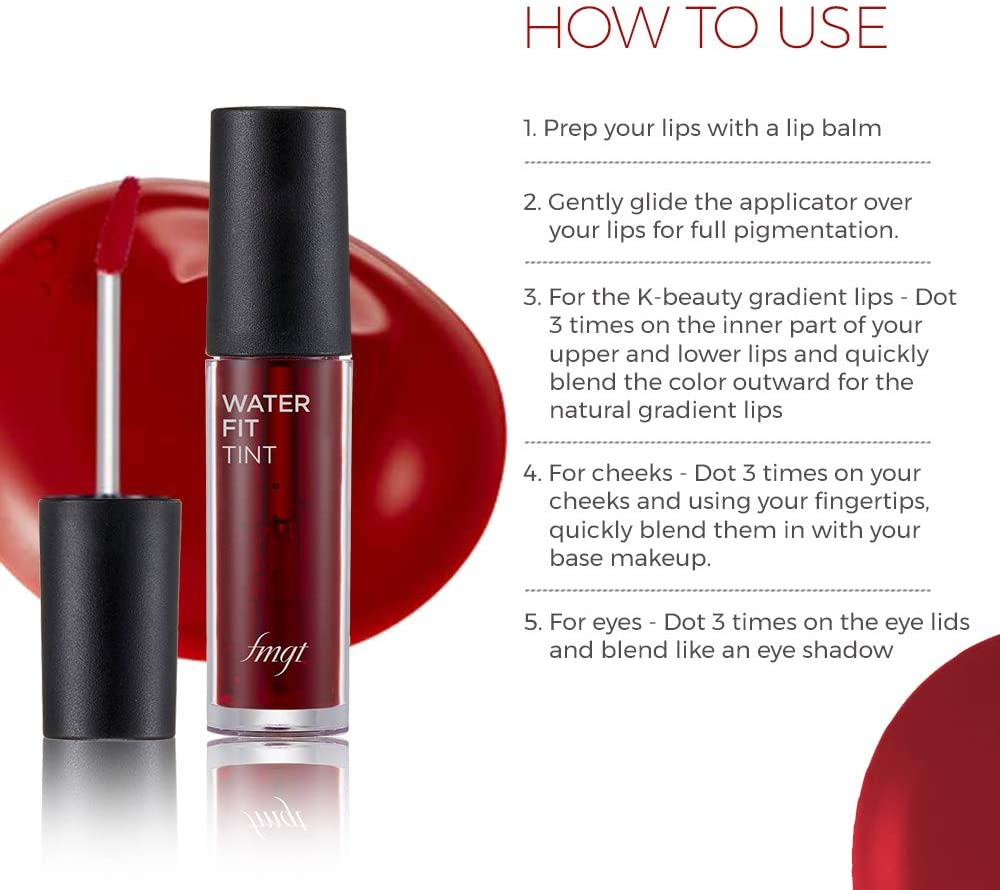 The Face Shop Water Fit Lip Tint, 04 Red Signal, 5G