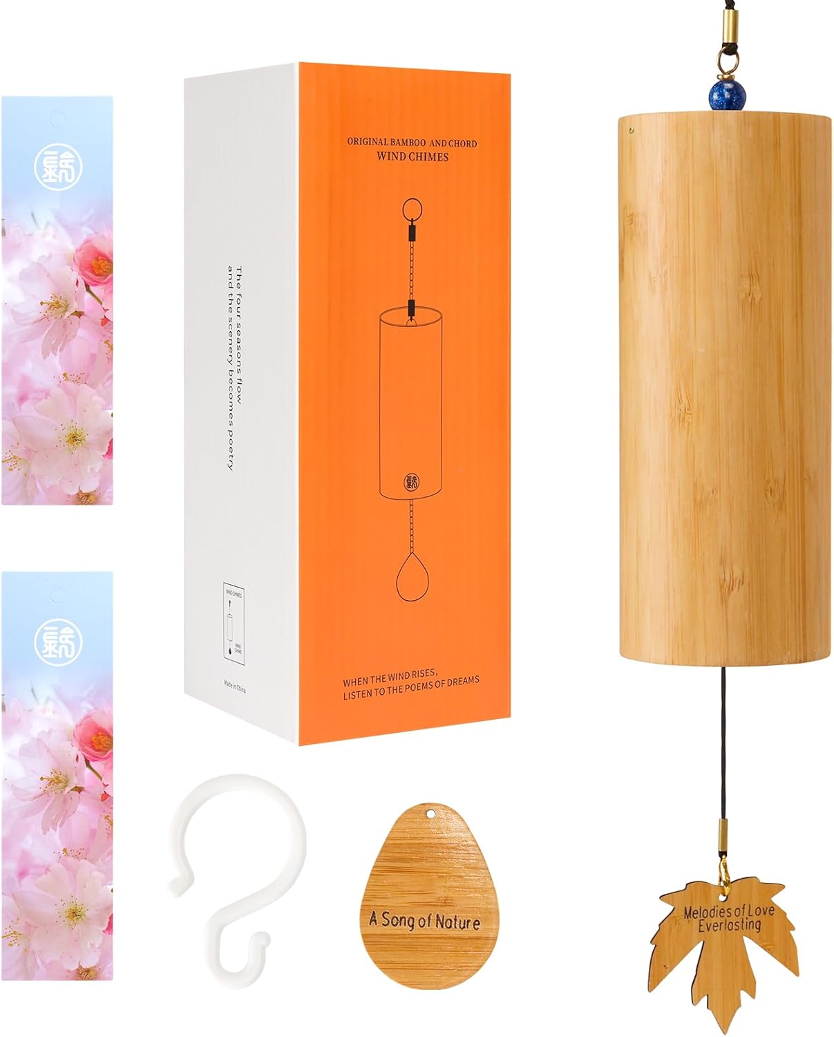 Ocarinawind Outdoor Bamboo Wind Chimes, Small Wooden Handcrafted Chimes with Calming Deep Tones & Natural Beautiful (C Major) Sound, Home Decor Gift Idea, Christmas Gift Idea image number 4